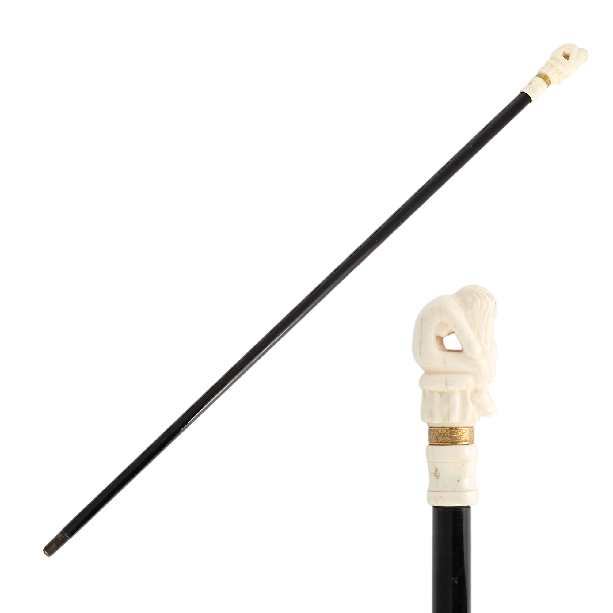 Cane with dagger, decorated with a carved ivory handle depicting the Modest Venus, first half of the 20th century.