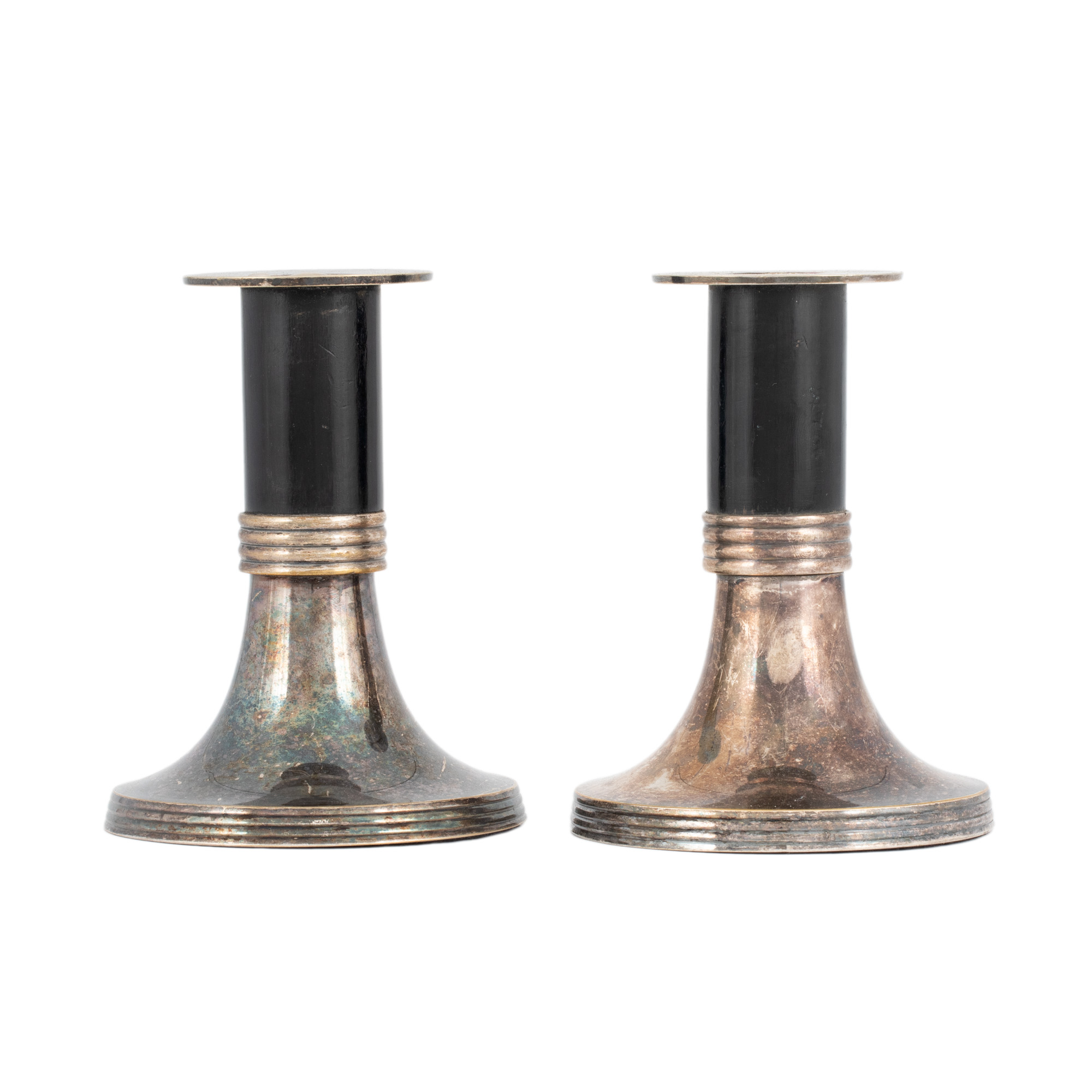 Pair of silver-plated Gunther Lambert candlesticks, circa 1970