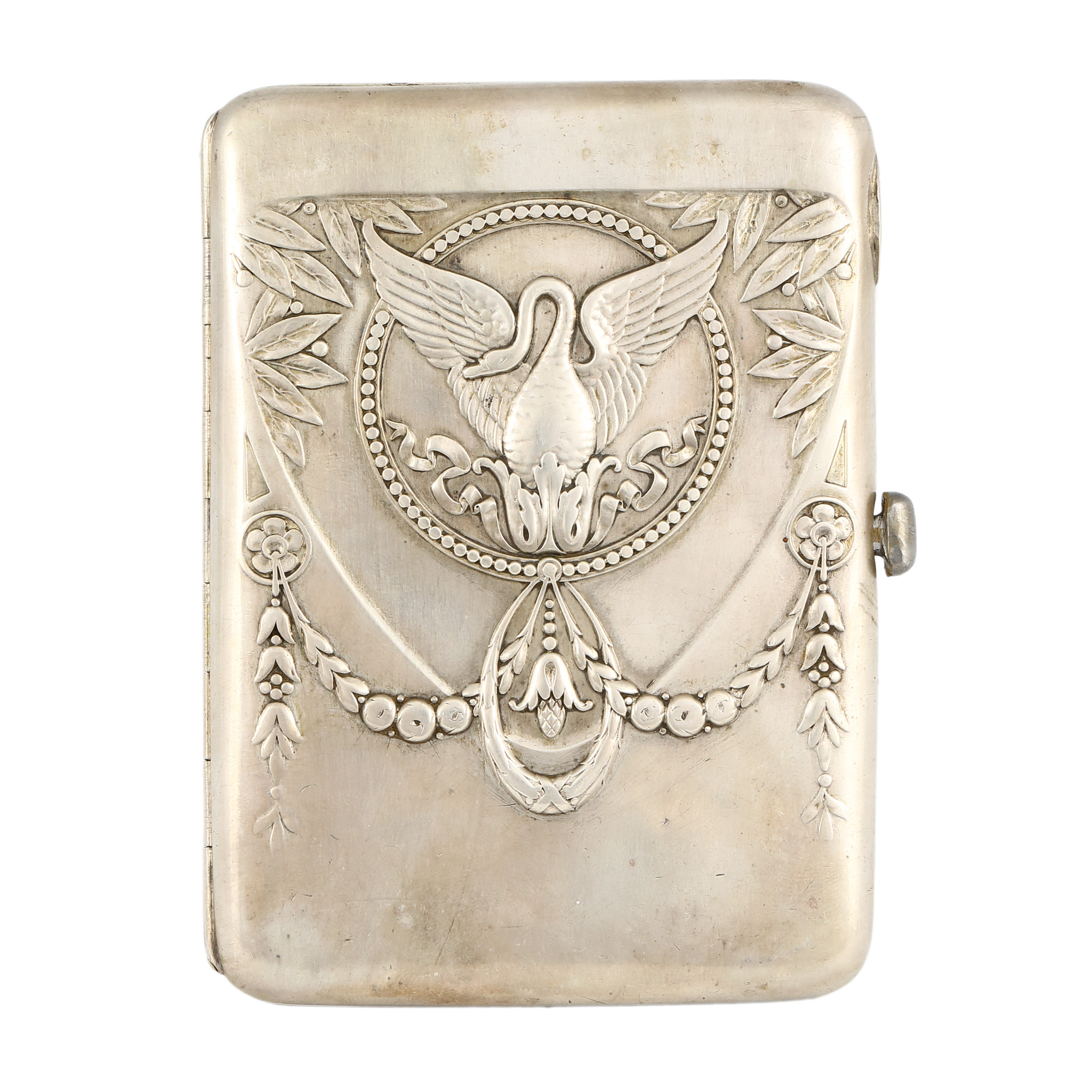Silver snuff box, gilded on the inside, with repoussé decoration, cca. 1900