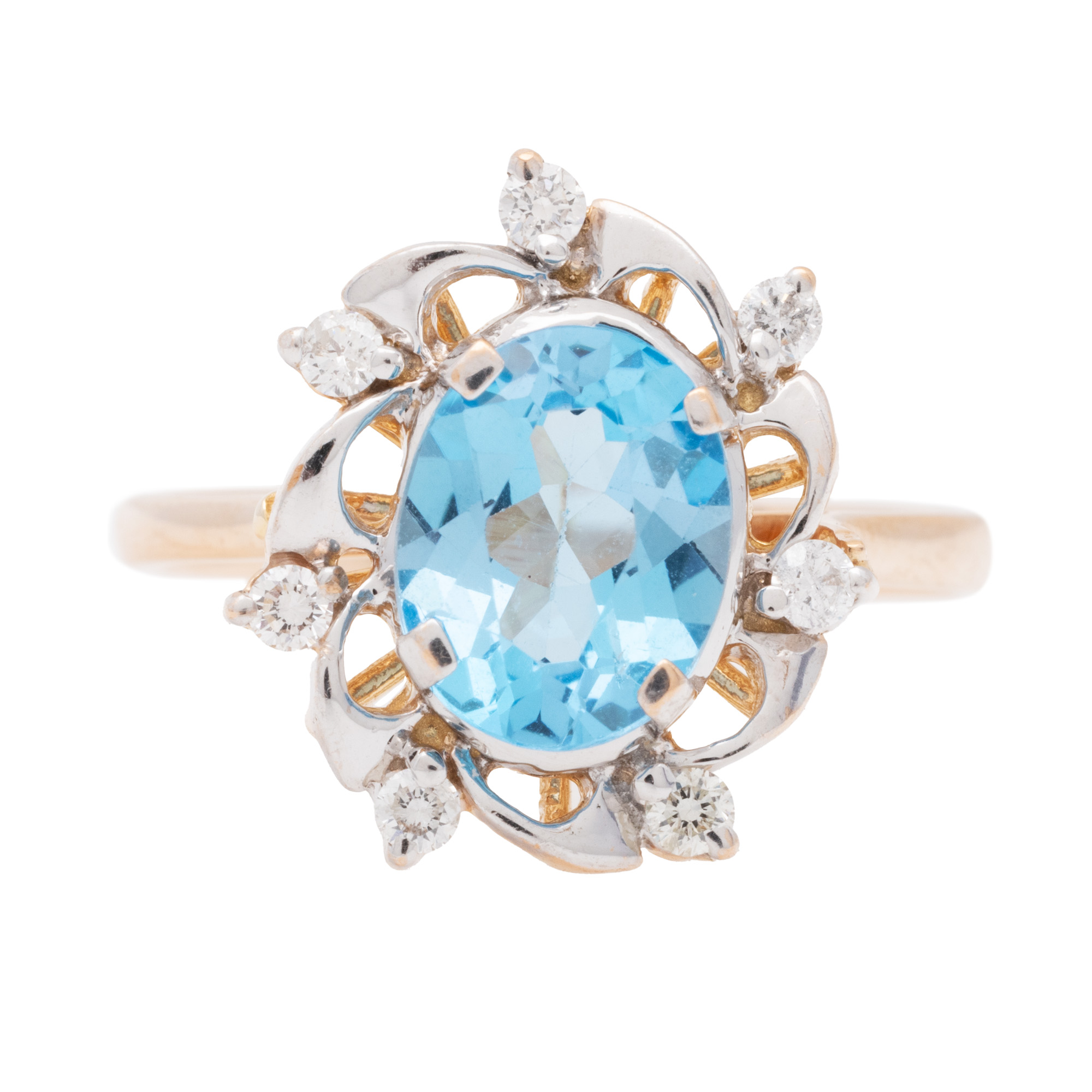 Inel din aur roz, decorat cu topaz și diamante, însoțit de certificat gemologic suplimentar