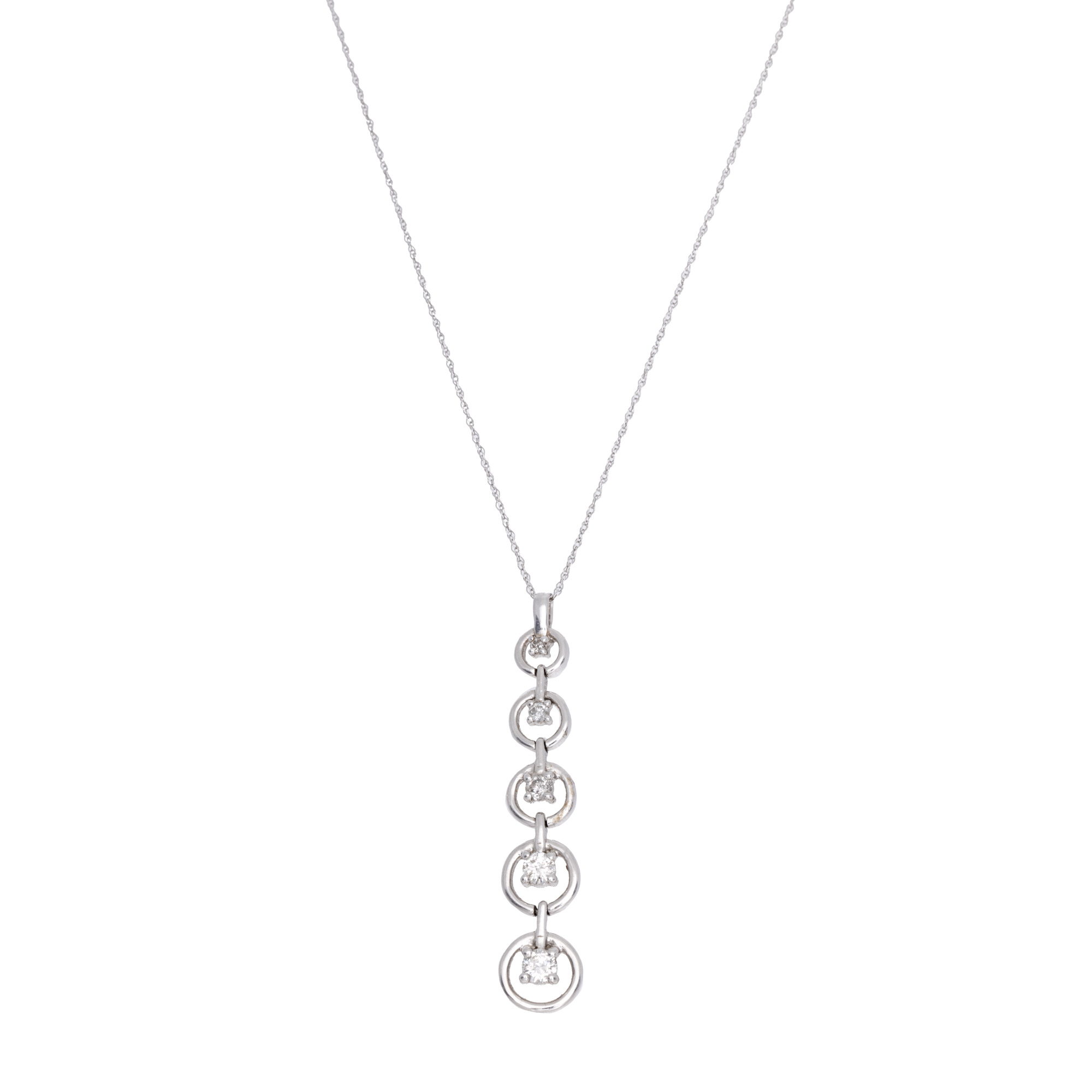 White gold necklace with diamond-decorated pendant