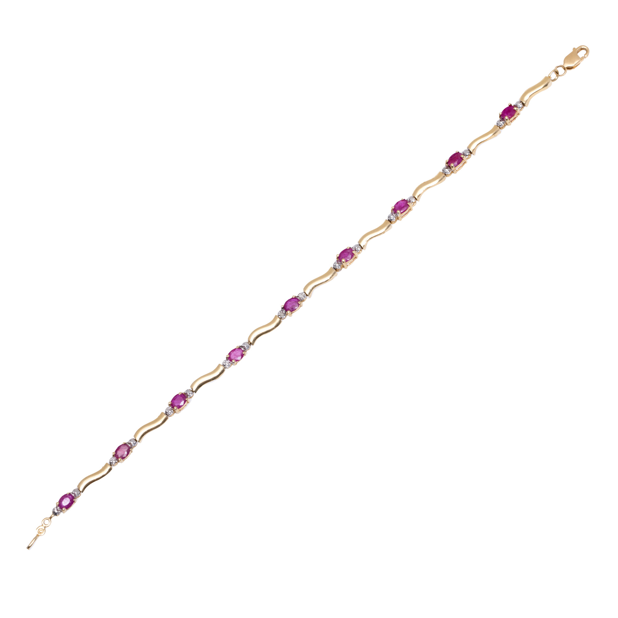 Gold bracelet, decorated with diamonds and rubies