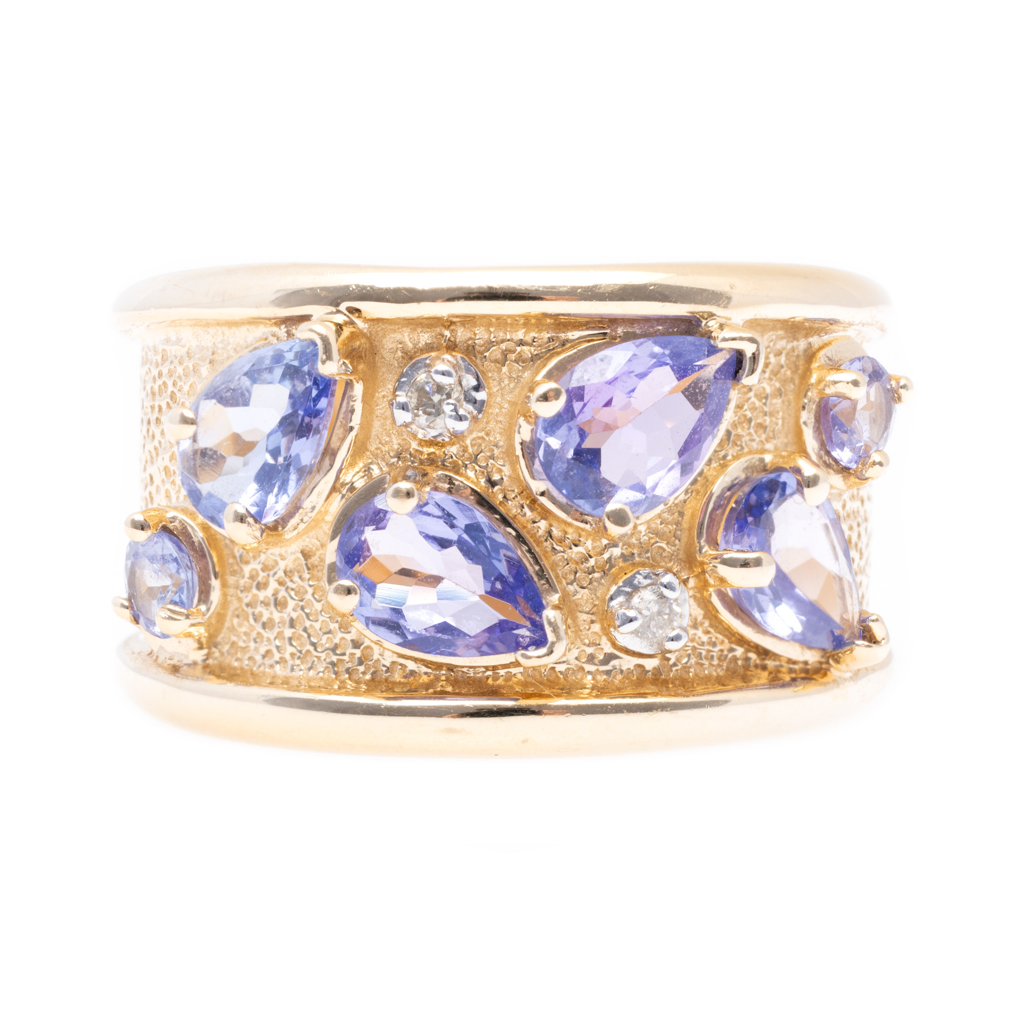 Inel din aur, decorat cu tanzanite și diamante