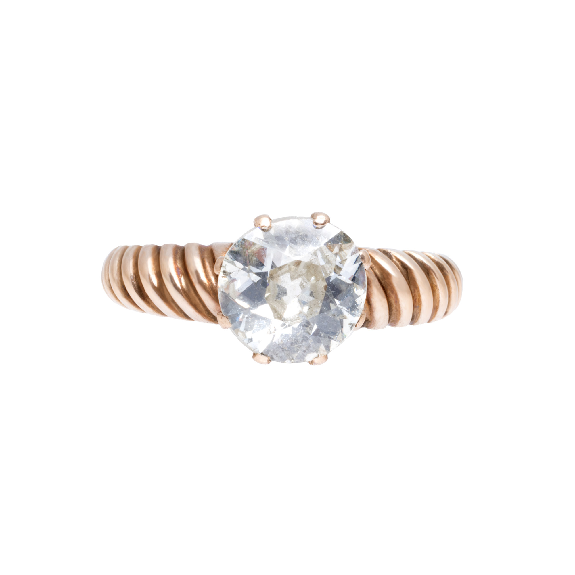 Inel din aur roșu, decorat cu diamant solitaire 