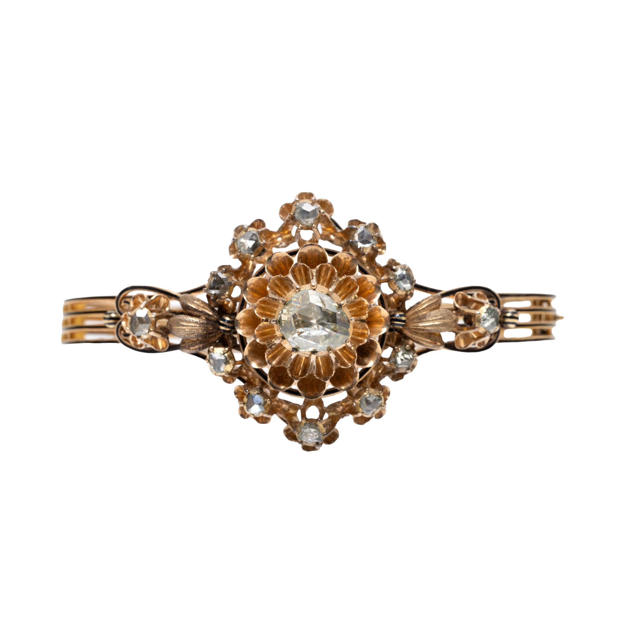 Spectacular gold bracelet, decorated with diamonds, circa 1920