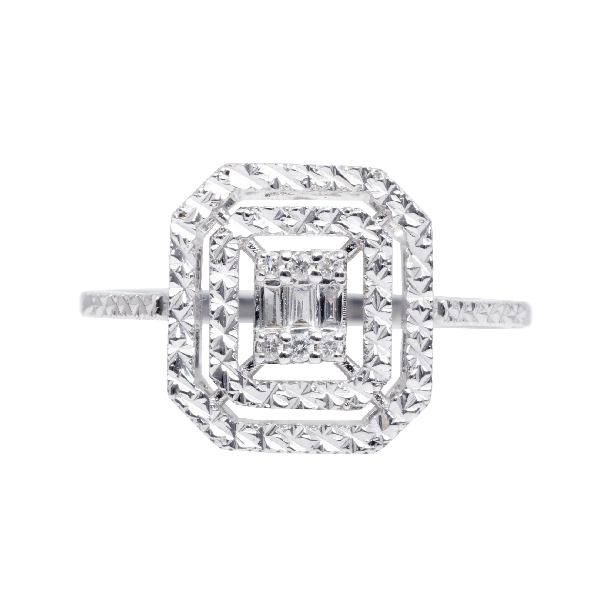 White gold ring, decorated with diamonds