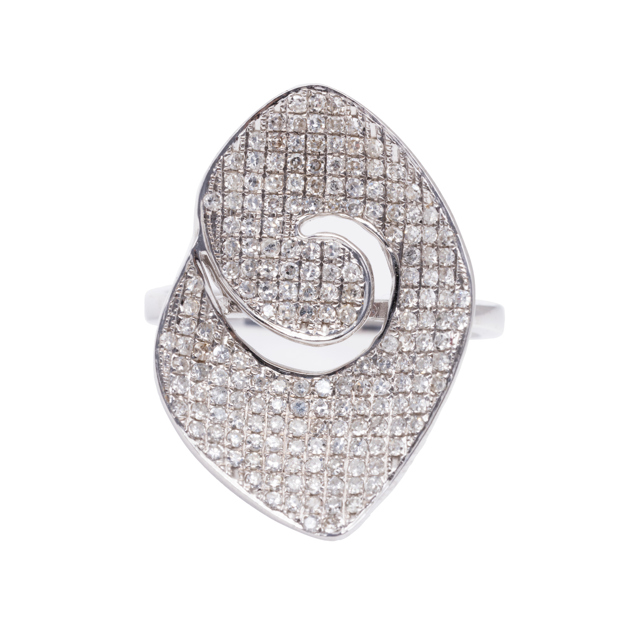 White gold ring, paved with diamonds, accompanied by IGI gemological certificate