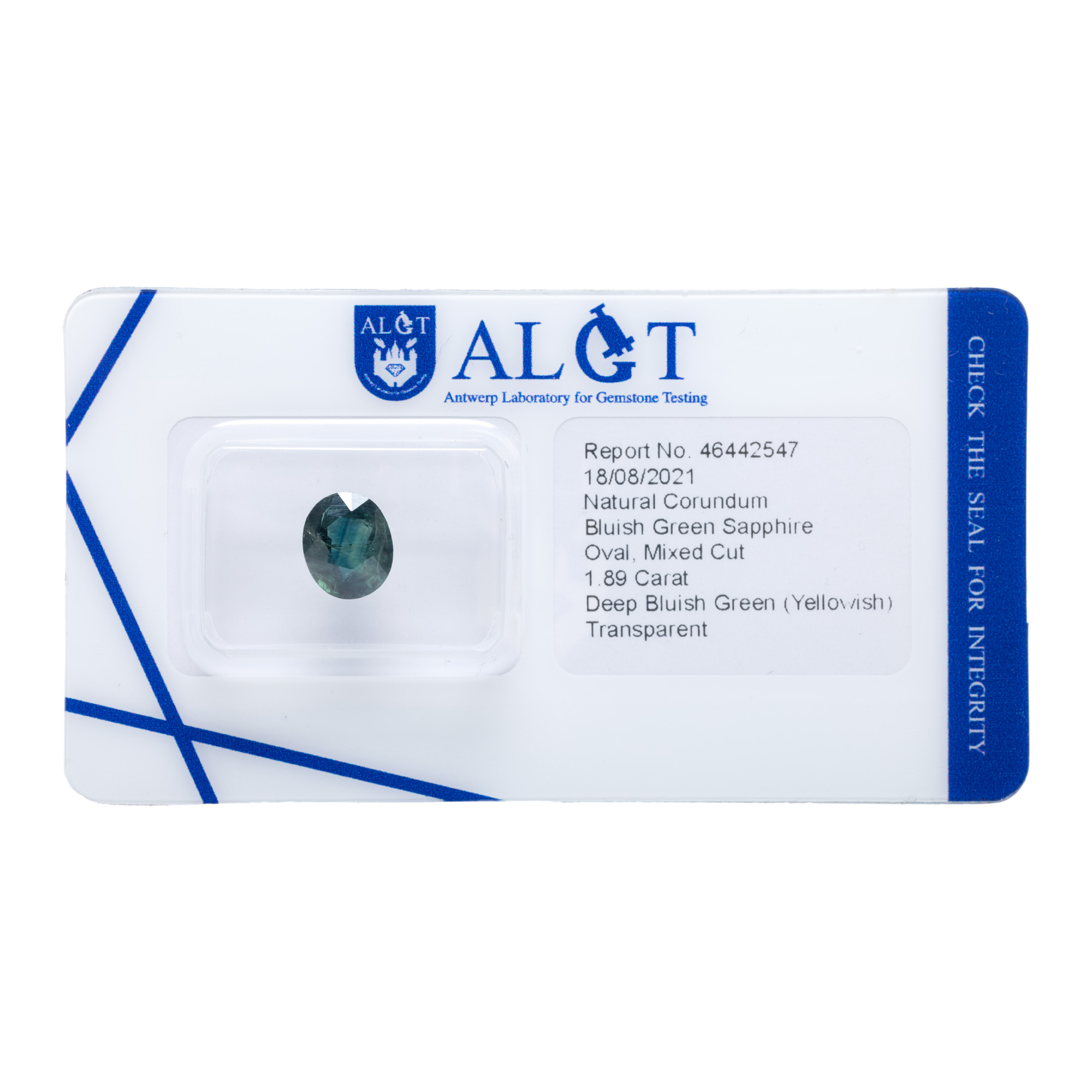 Safir oval mixed cut, cca. 1.89 ct. însoțit de certificat gemologic ALGT