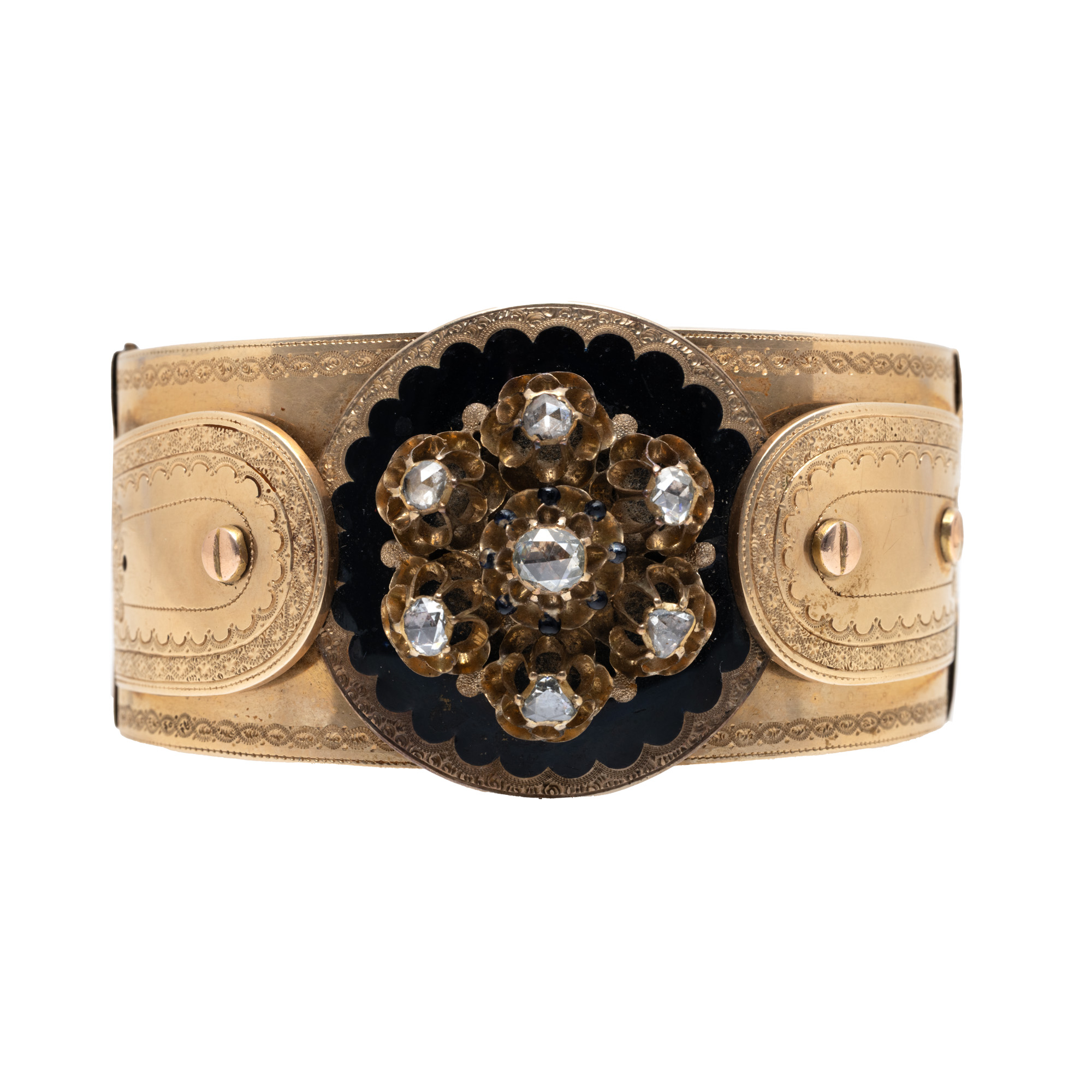 Spectaculoasă brățară din aur, în manieră Biedermeier, decorată cu diamante, cca. 1880