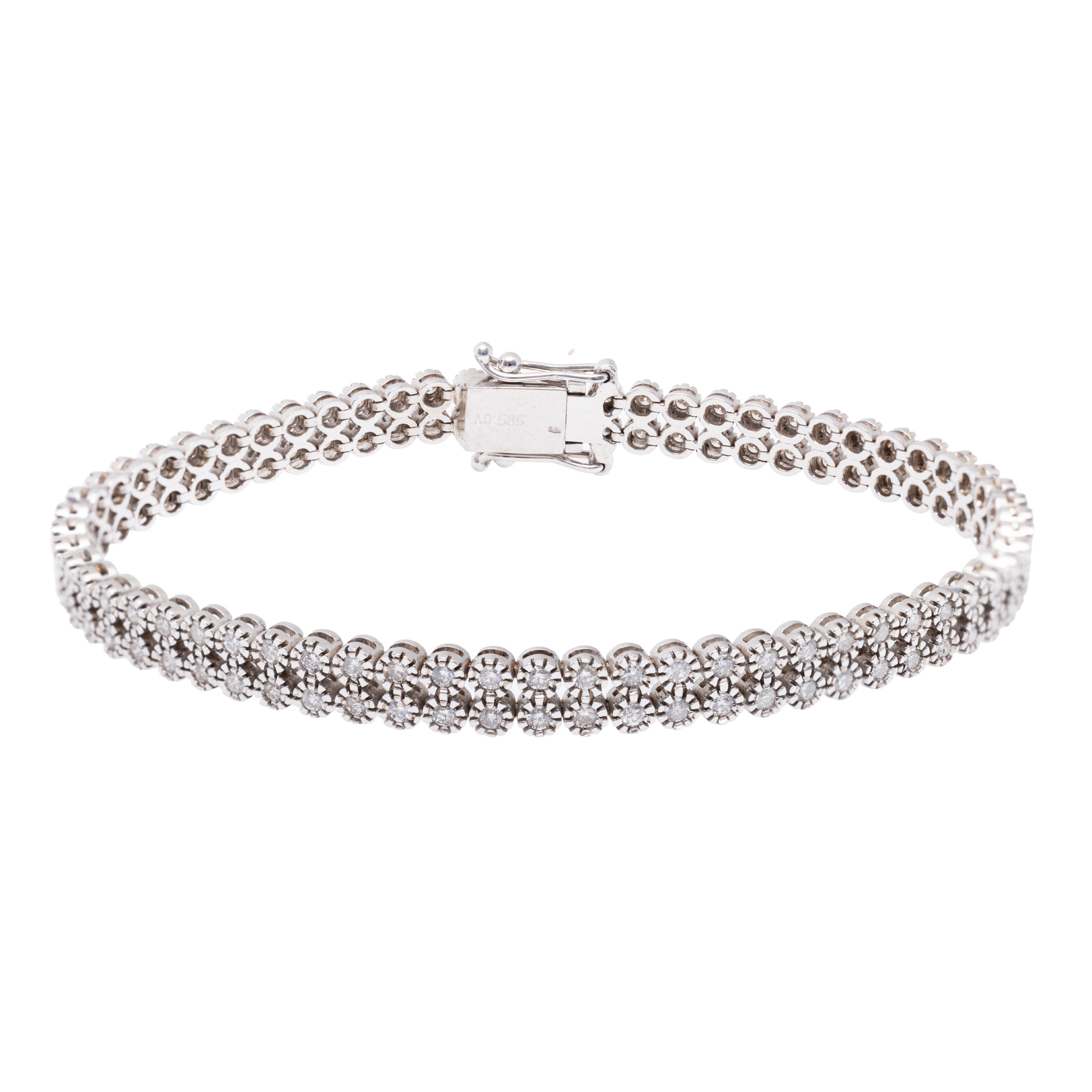 White gold bracelet, adorned with diamonds, accompanied by an IGI gemological certificate