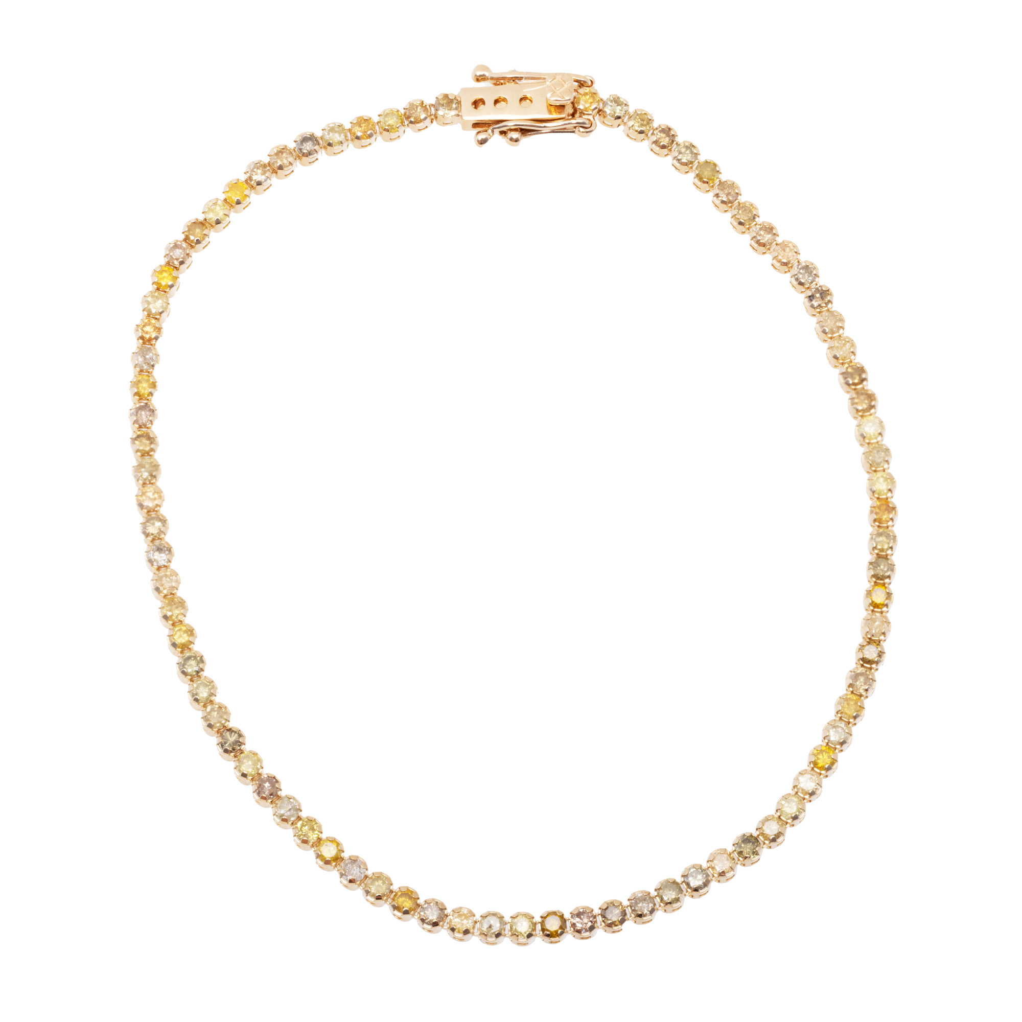 Tennis bracelet in gold, decorated with diamonds, accompanied by an IGI gemological certificate
