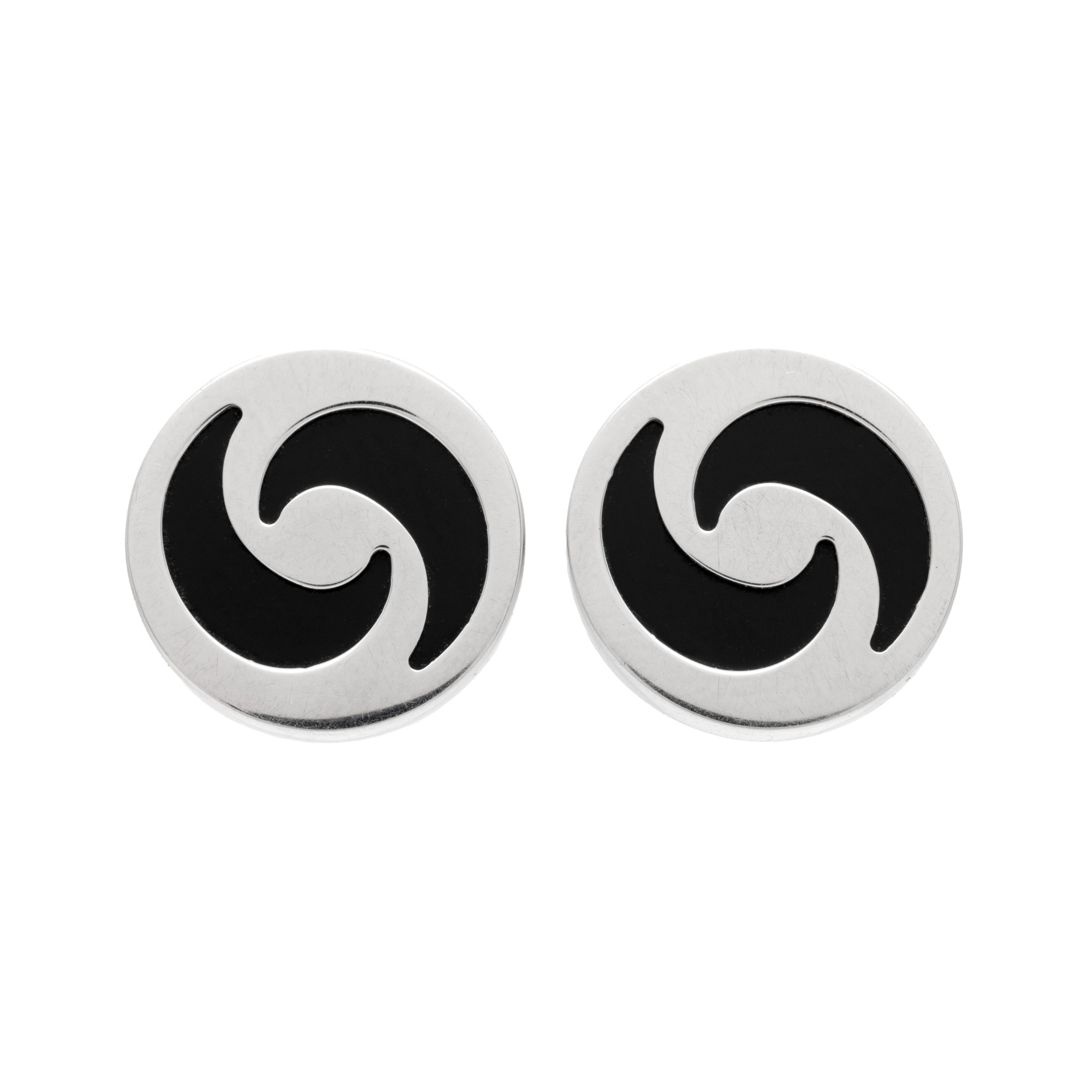 "Optical Illusion" - a pair of Bvlgari earrings, in gold, decorated with onyx, accompanied by the original box
