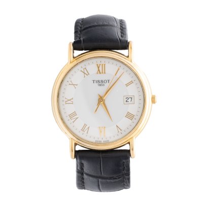 Tissot Watch, in gold, hand-held, masculine, accompanied by the original box, warranty card, user manual, brochures