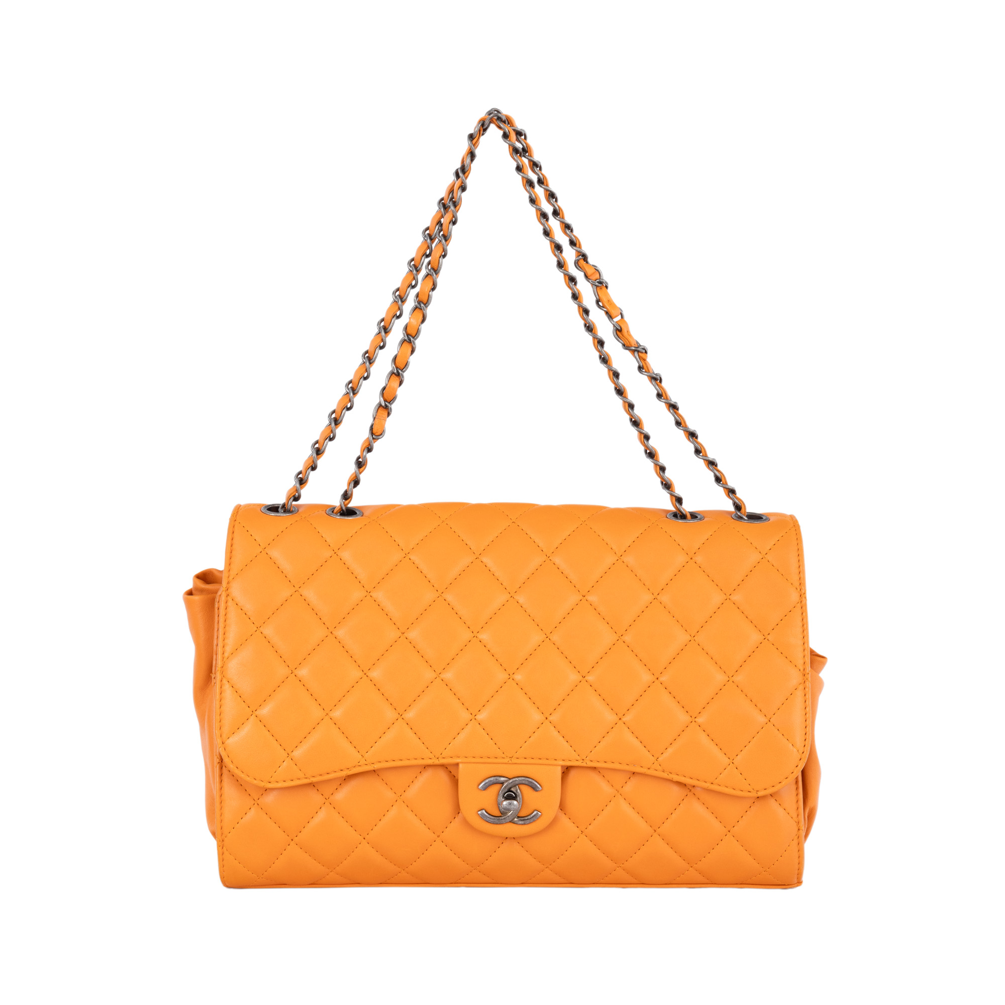 Geantă Chanel, din piele, mandarine, însoțită de dustbag