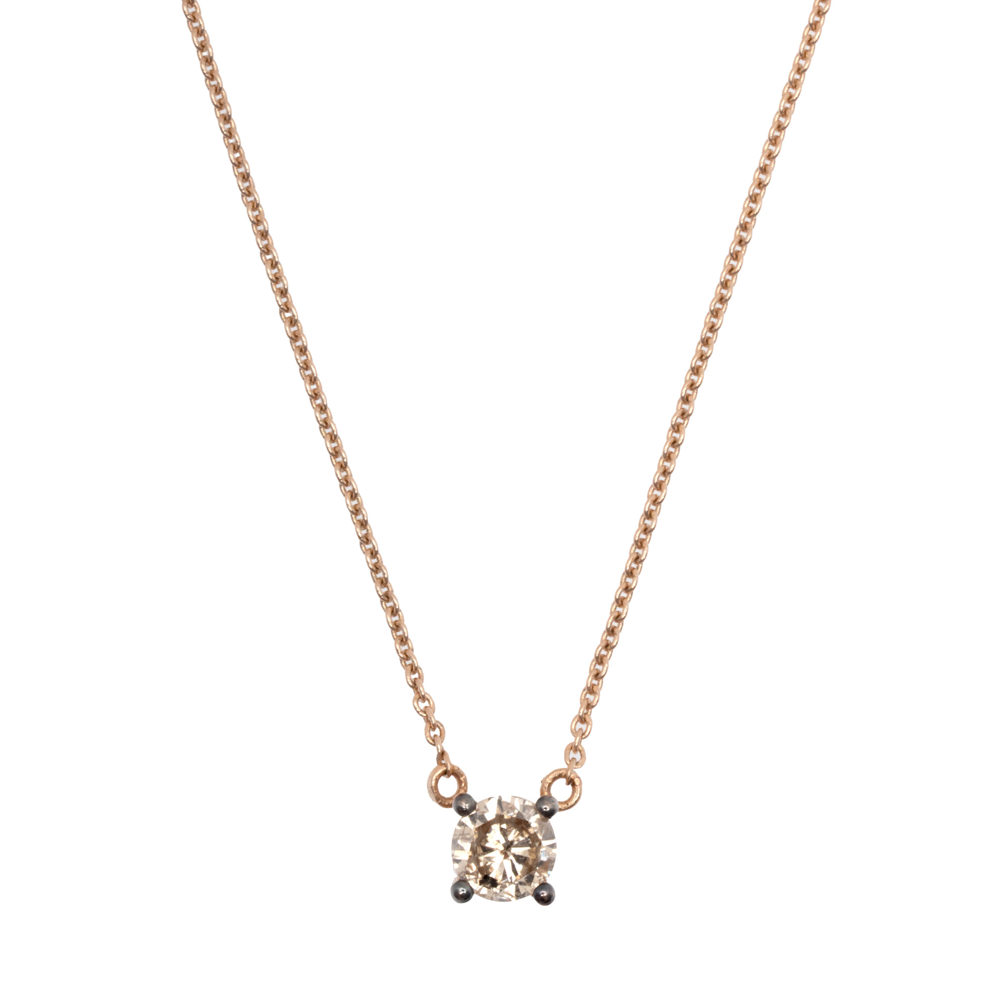Rose gold chain with pendant, decorated with diamonds, accompanied by additional gemological certificate