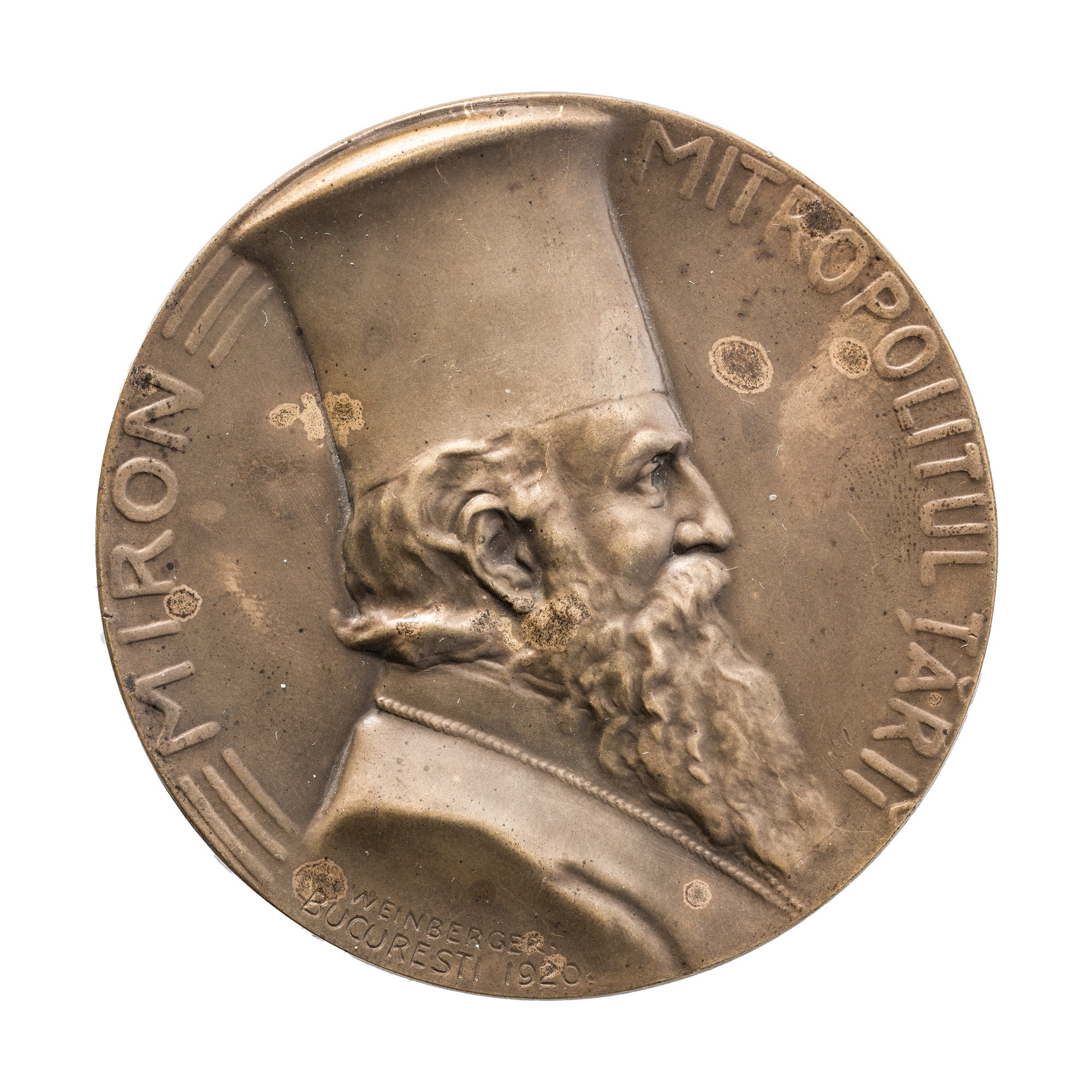 Medalie Mitropolitul Miron Cristea, București, gravor A. Weinberger, 1920