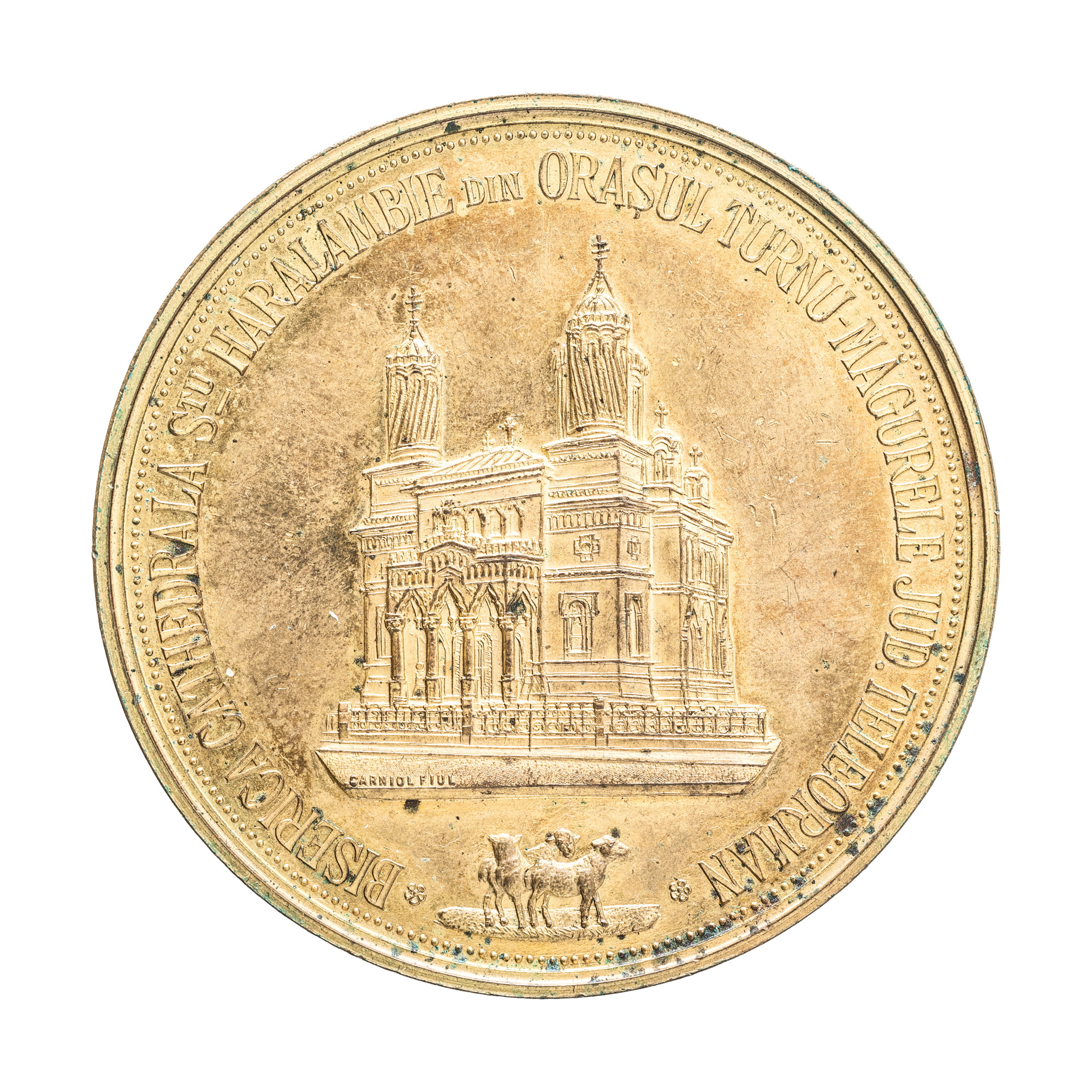 Medalie "Biserica Catedralei Sfântul Haralambie, Turnu-Măgurele", gravor Mauriciu Carniol fiul, 1905