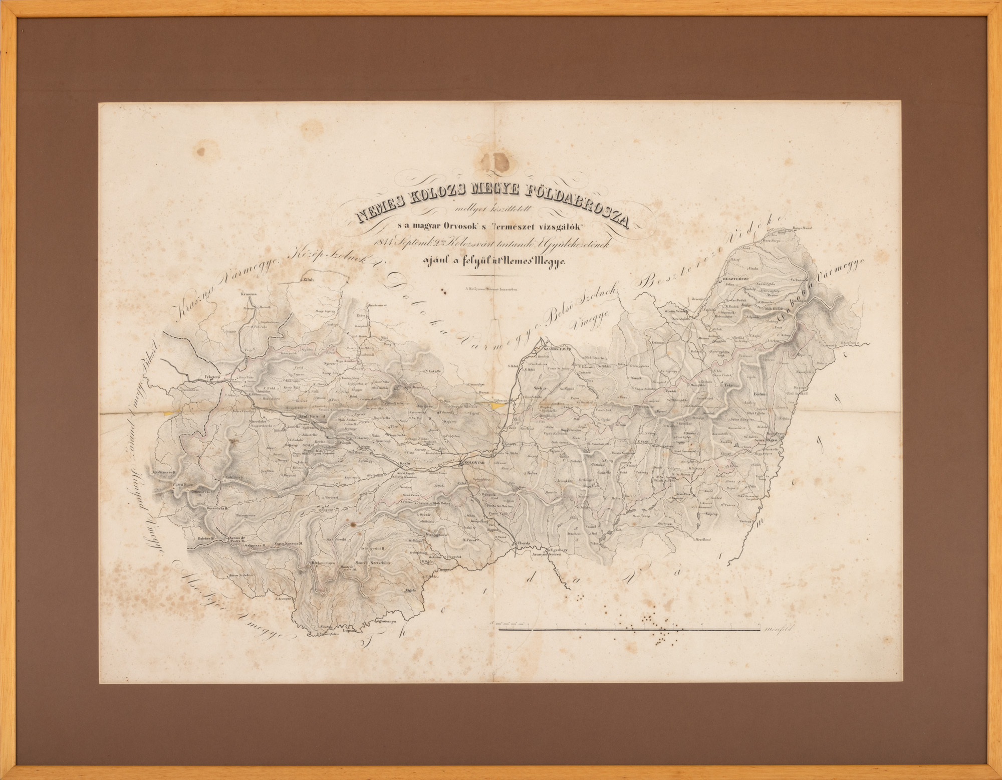 Harta ținutului Cluj, de Gábor Hevenesi, 1844, de colecție
