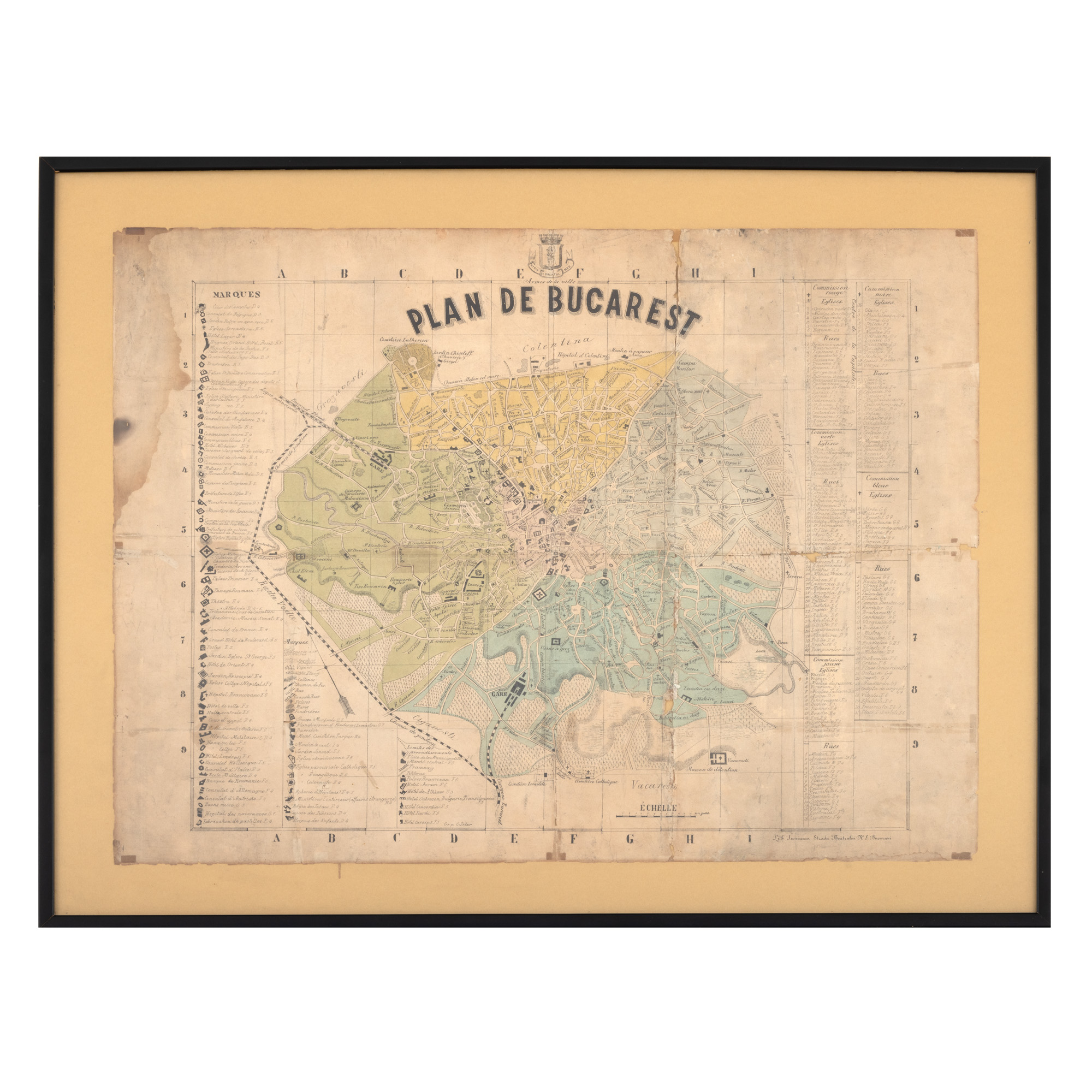 Harta ”Plan de Bucarest”, Litografia Junimea, București, cca. 1890, de colecție