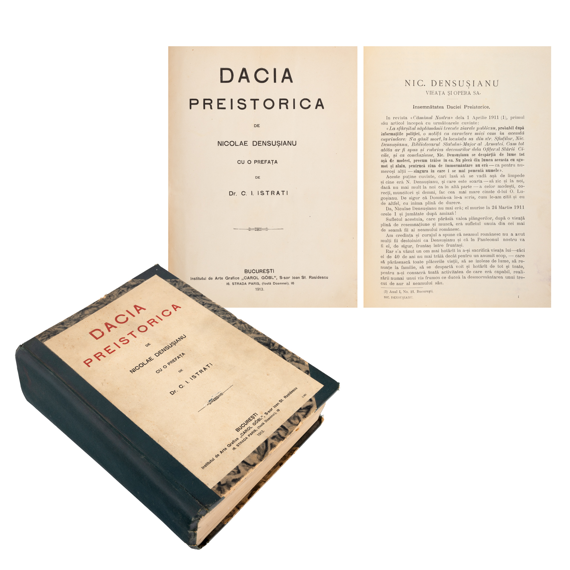 "Dacia Preistorică", de Nicolae Densușianu, ediție princeps, București, 1913