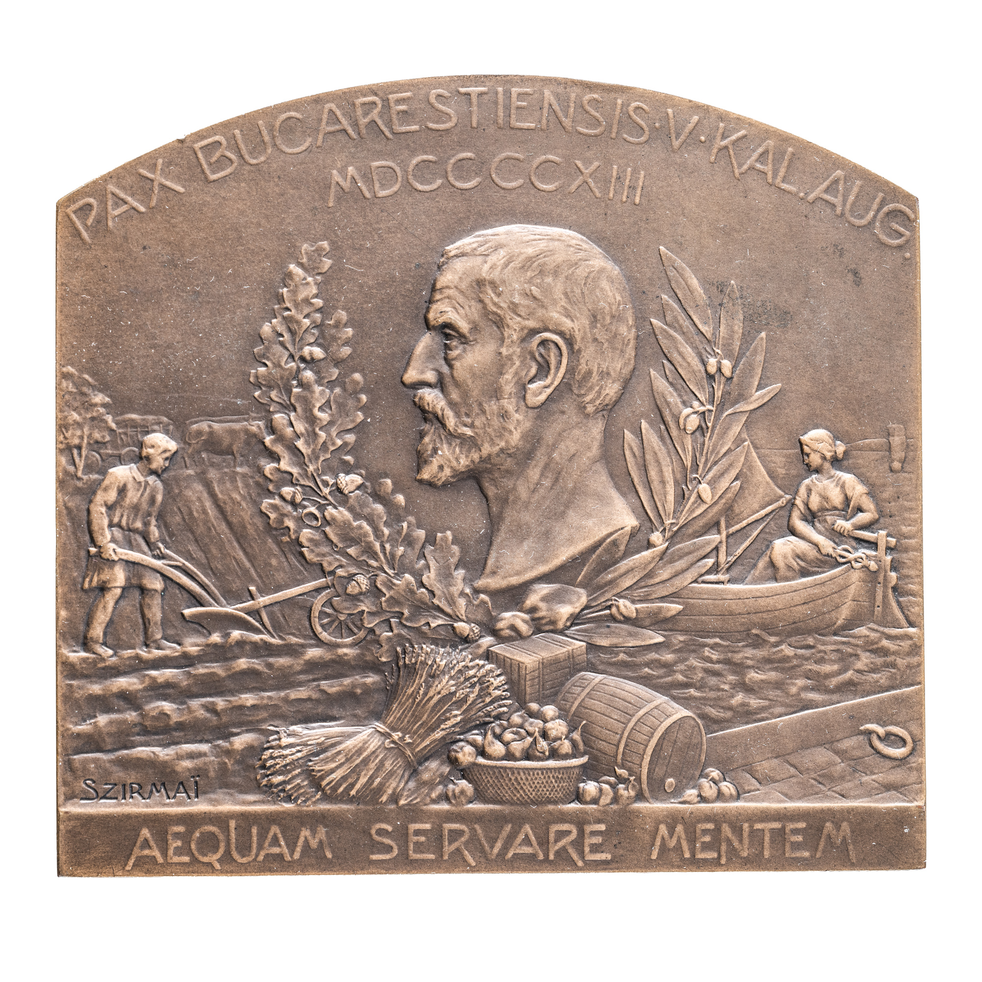 Bucharest Peace Plaque, engraver Tony Szirmai, 1913