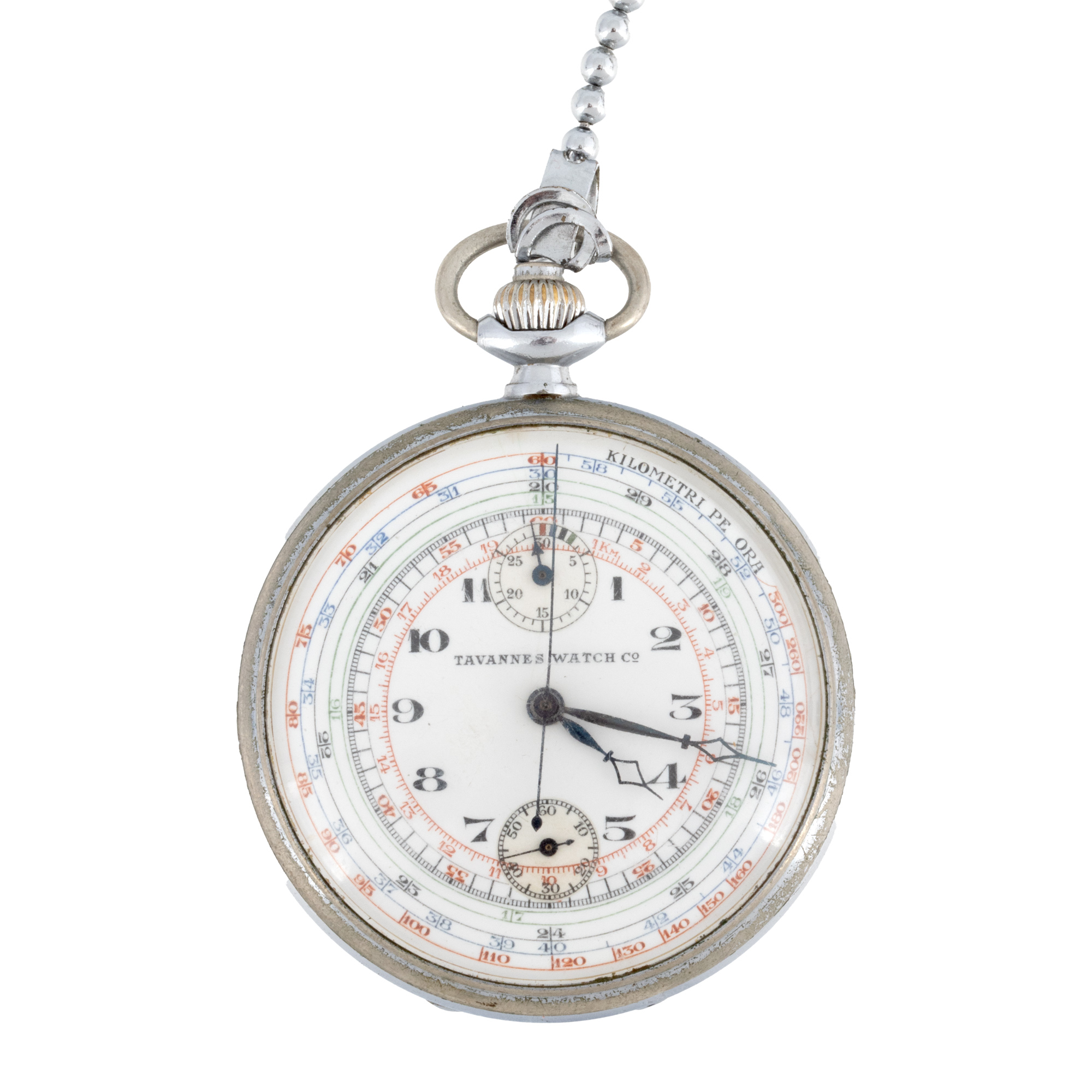 Tavannes Monopusher Military Pocket Watch, edition for the National Defense Ministry, Romania, World War II period, rare piece
