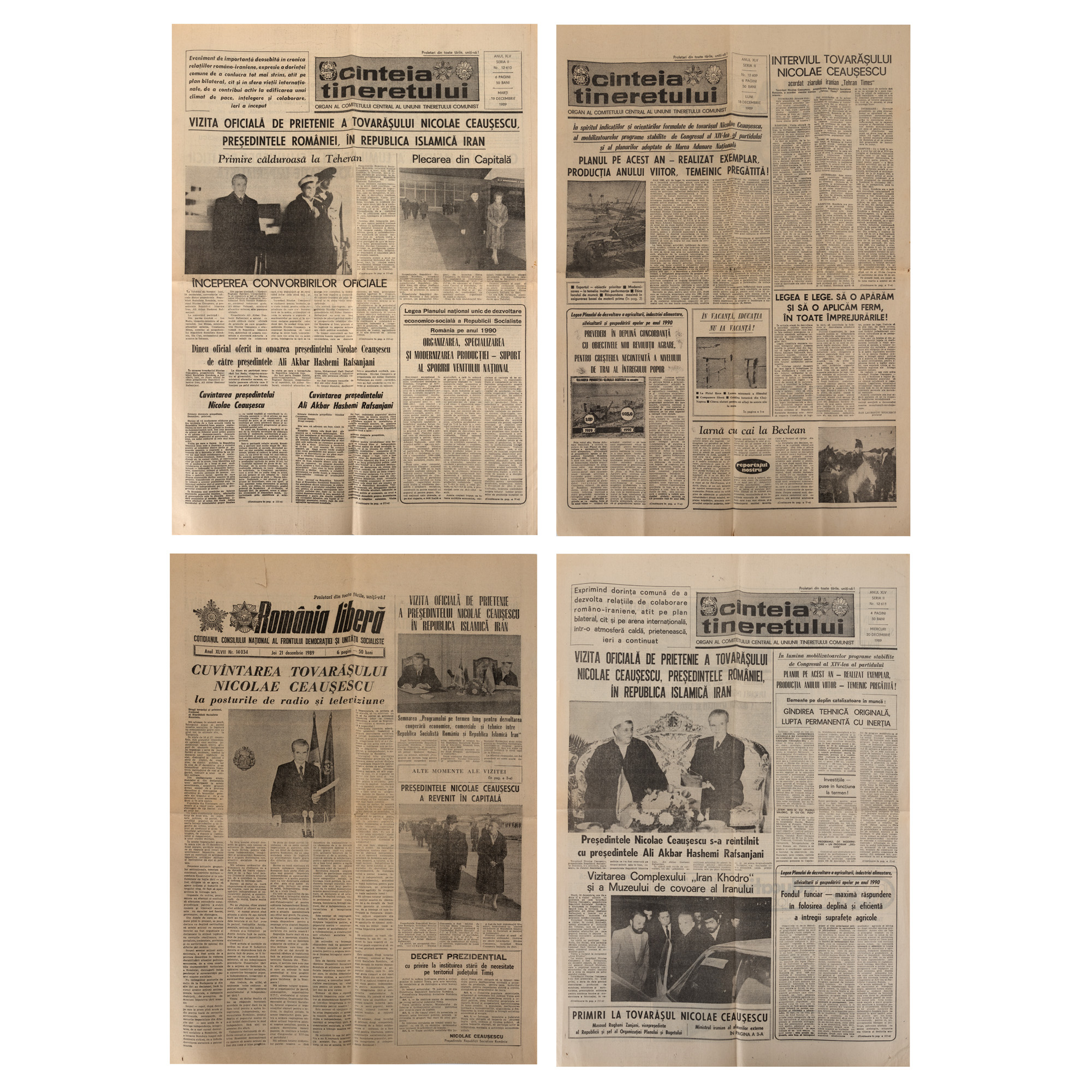 Lot consisting of four "Spark of Youth" newspapers, December 18-21, 1989, the last issues during the communist regime