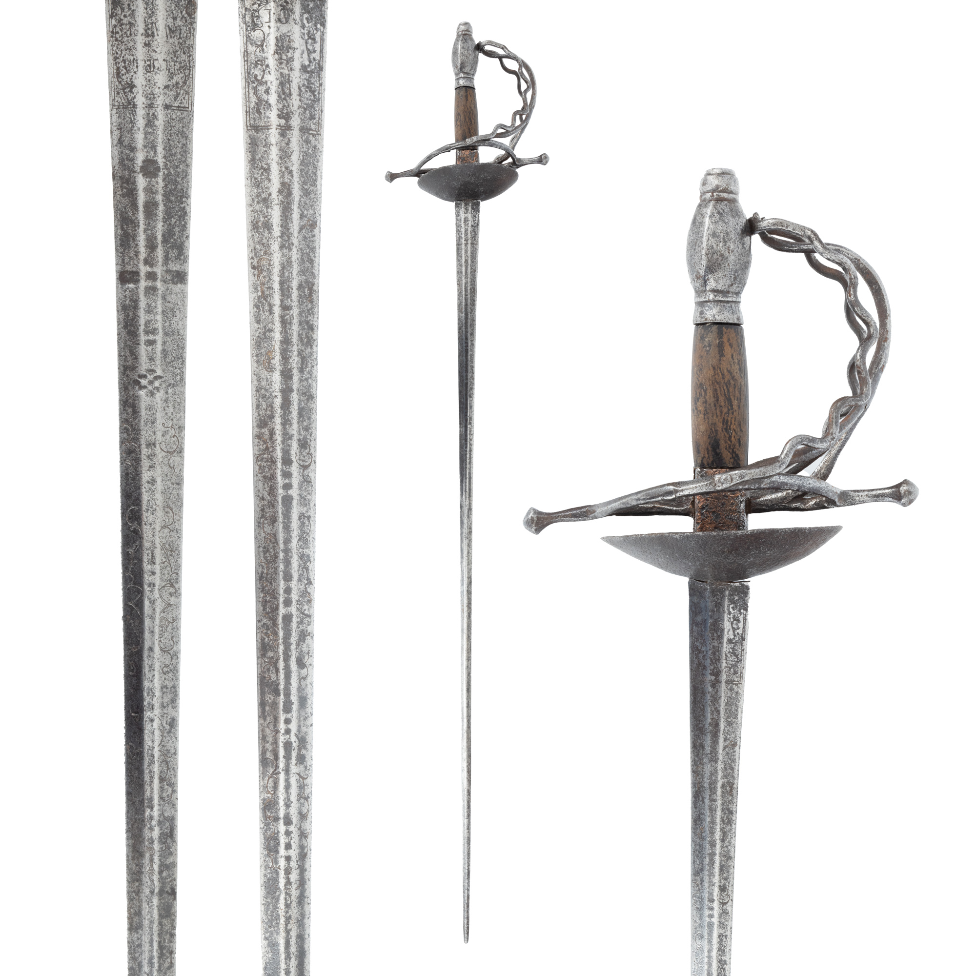 Iberian Rapier, with blade engraved with Latin inscriptions, first half of the 17th century, collection piece