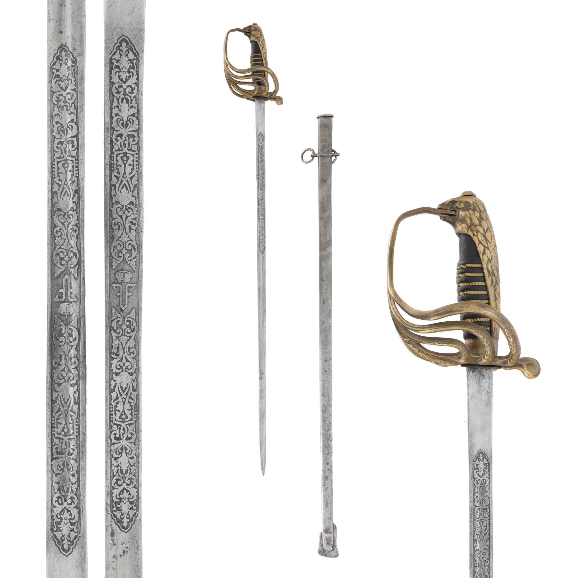 Officer's Sword, with Scabbard, with the Cipher of King Ferdinand, First World War period