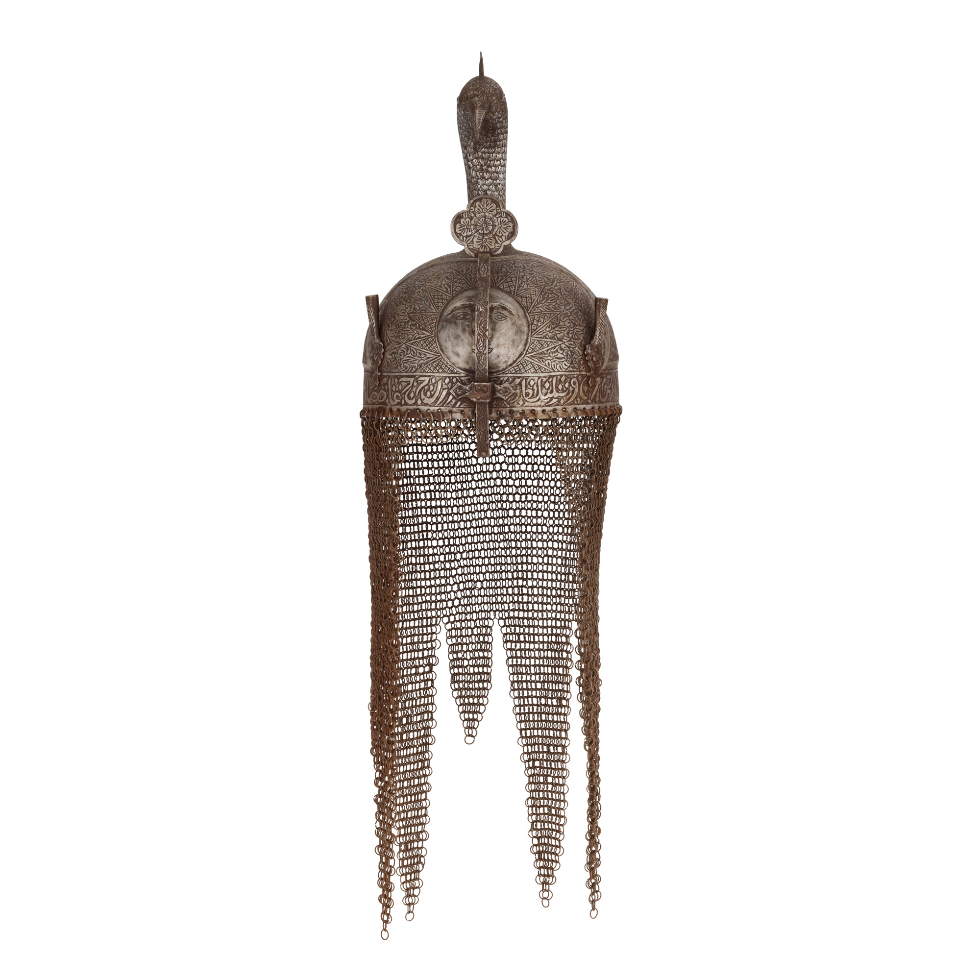 Kulah Khud Helmet, decorated with sun and peacock motifs, Persia, cca. 1900