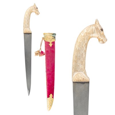 Khanjar Dagger, with scabbard and Wootz steel blade, India, early 20th century