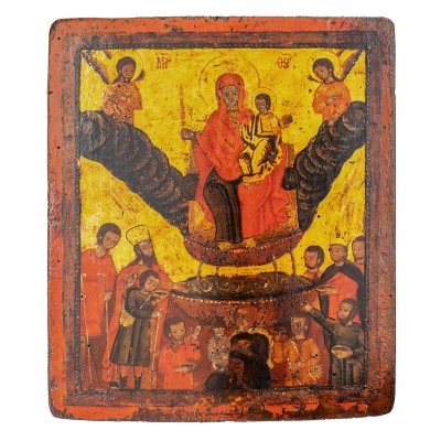 Icoană pe lemn, ”Izvorul Tămăduirii”, școală rusească, sec. XIX, piesă rară