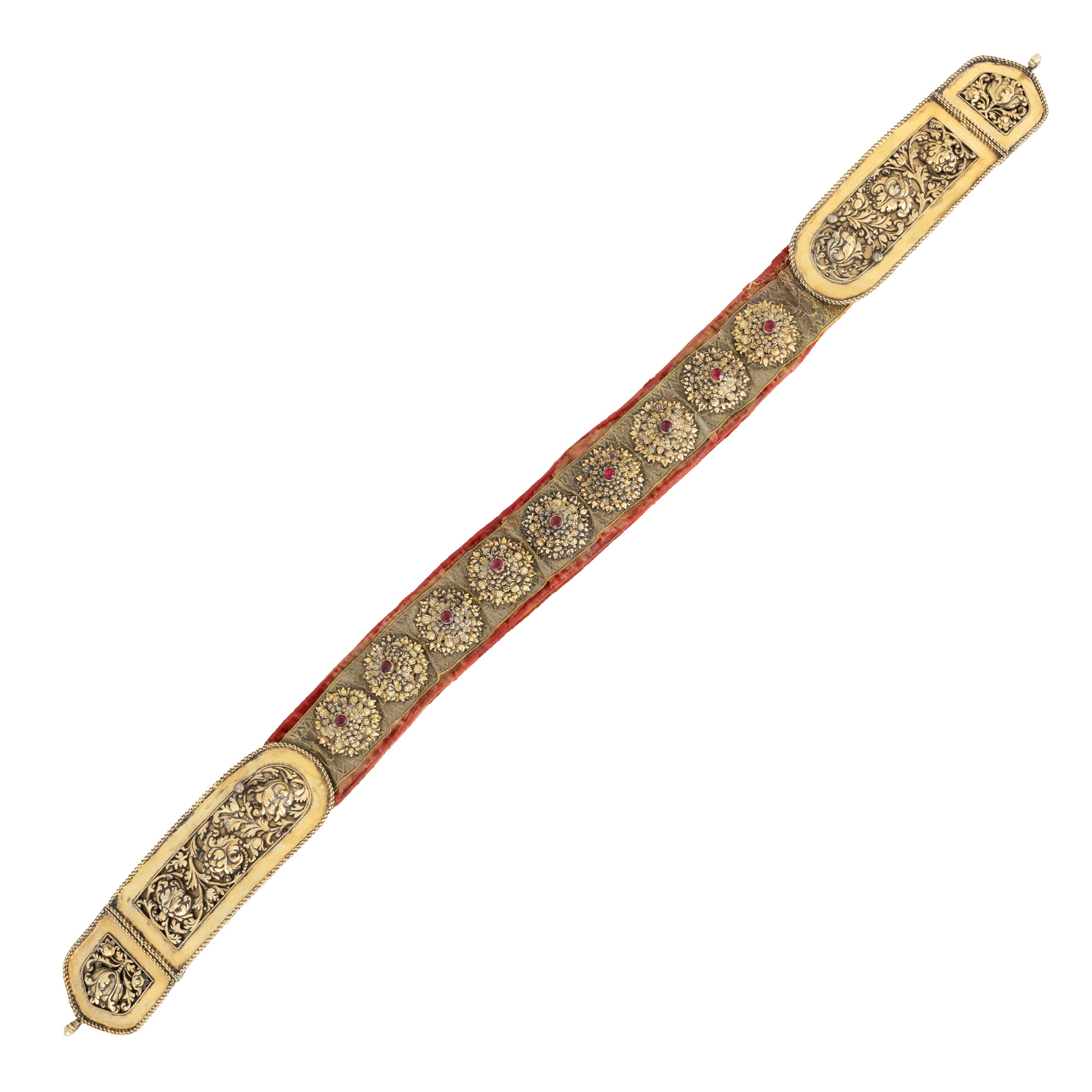 Saxon silver and colored glass cord, master Christianus Gottlieb Fleischer, Brasov, cca. 1840