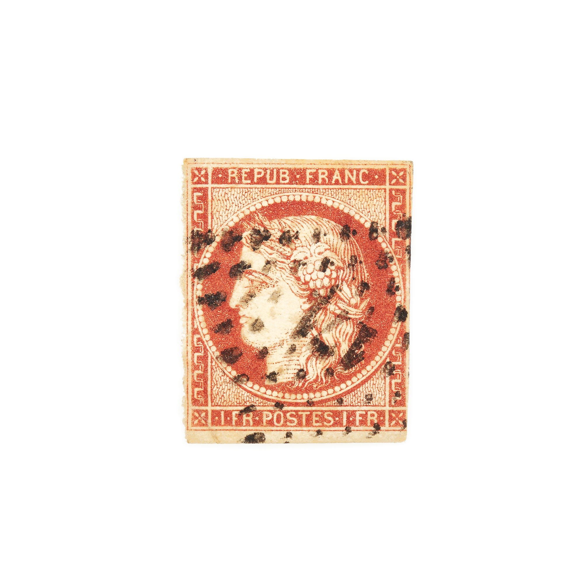 "Ceres, brown-carmine" 1 franc stamp, France, 1849, collectible