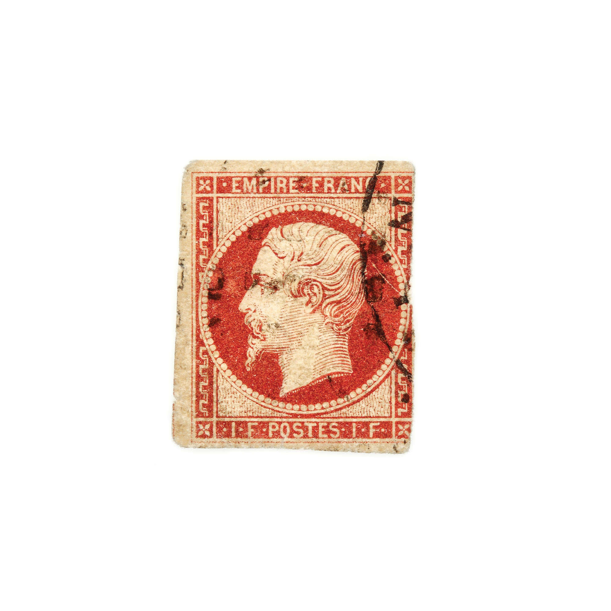 "Napoleon III - carmine" 1 franc stamp, France, 1853