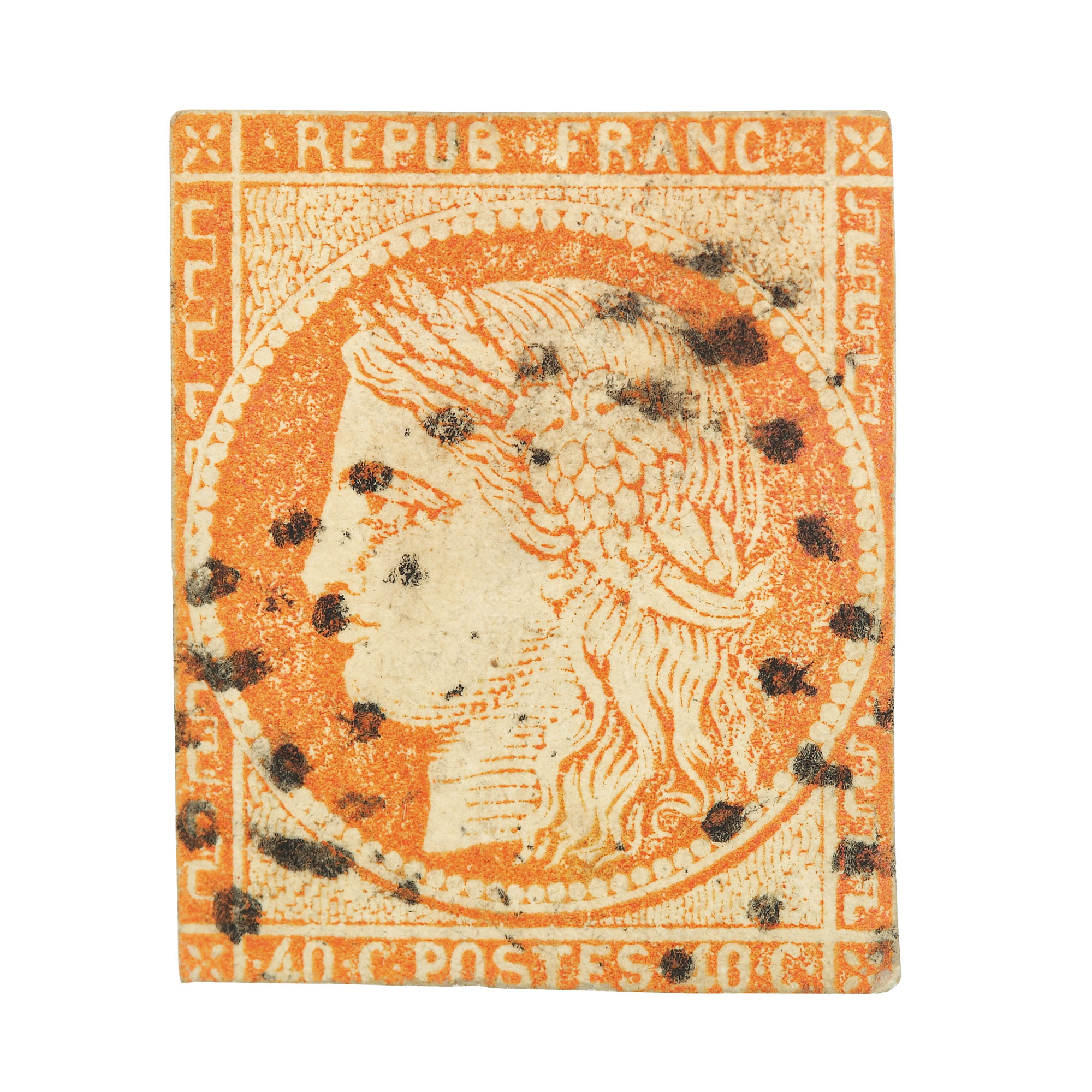 "Ceres, orange" 40 cent stamp, France, 1850