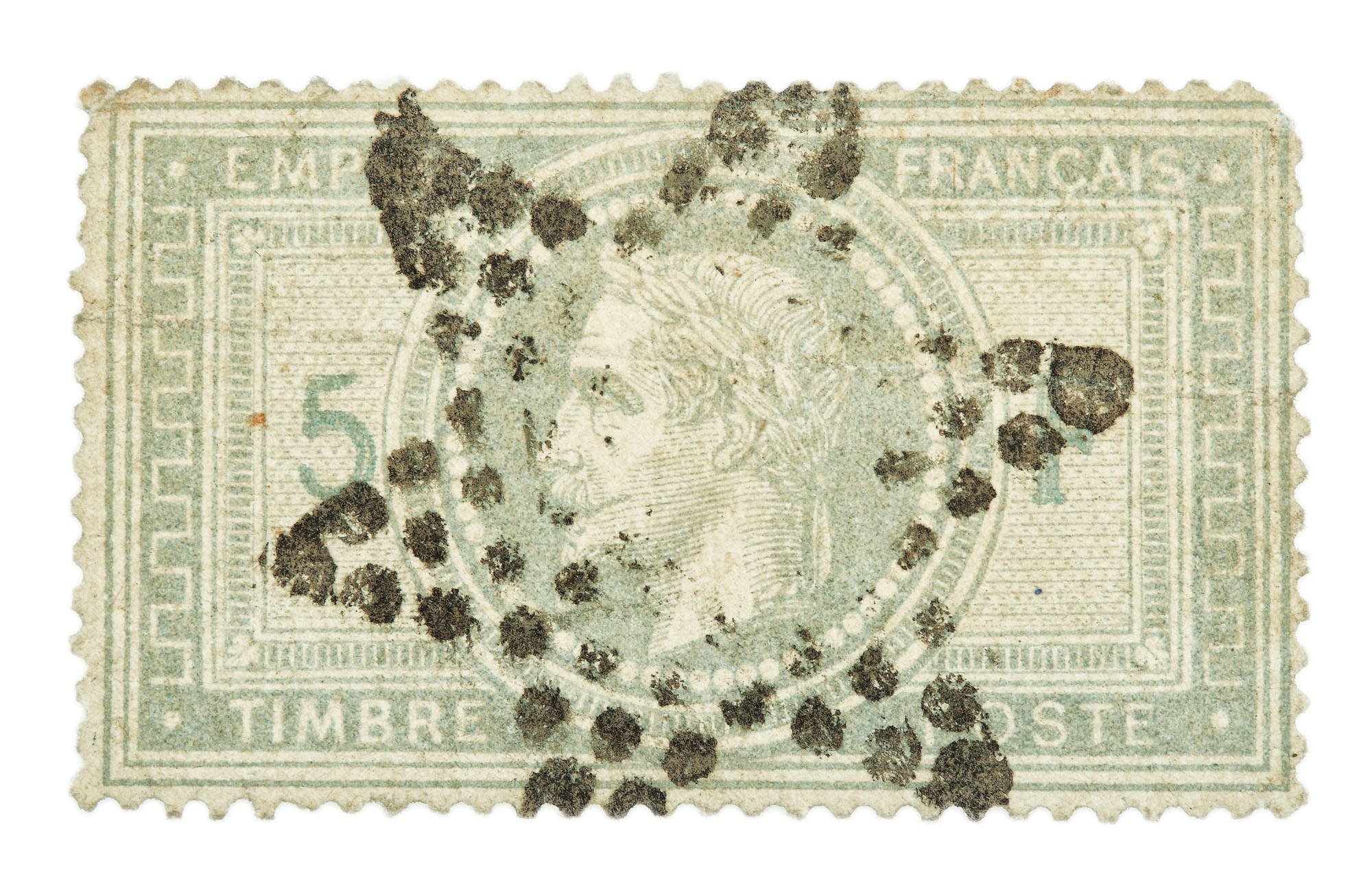 "Napoleon III" 5 franc stamp, France, 1868 