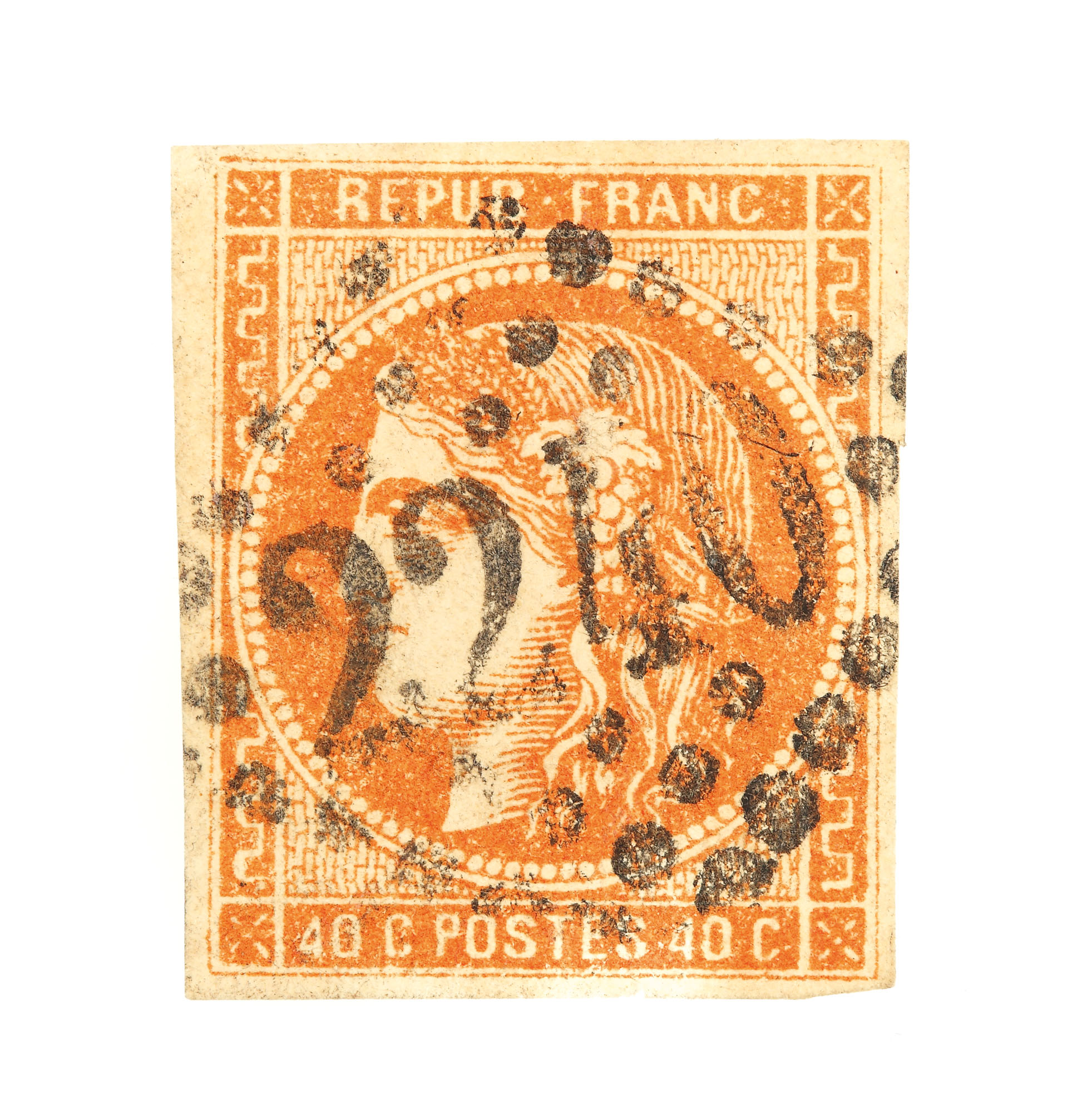 "Ceres, orange" 40 cent stamp, France, 1871