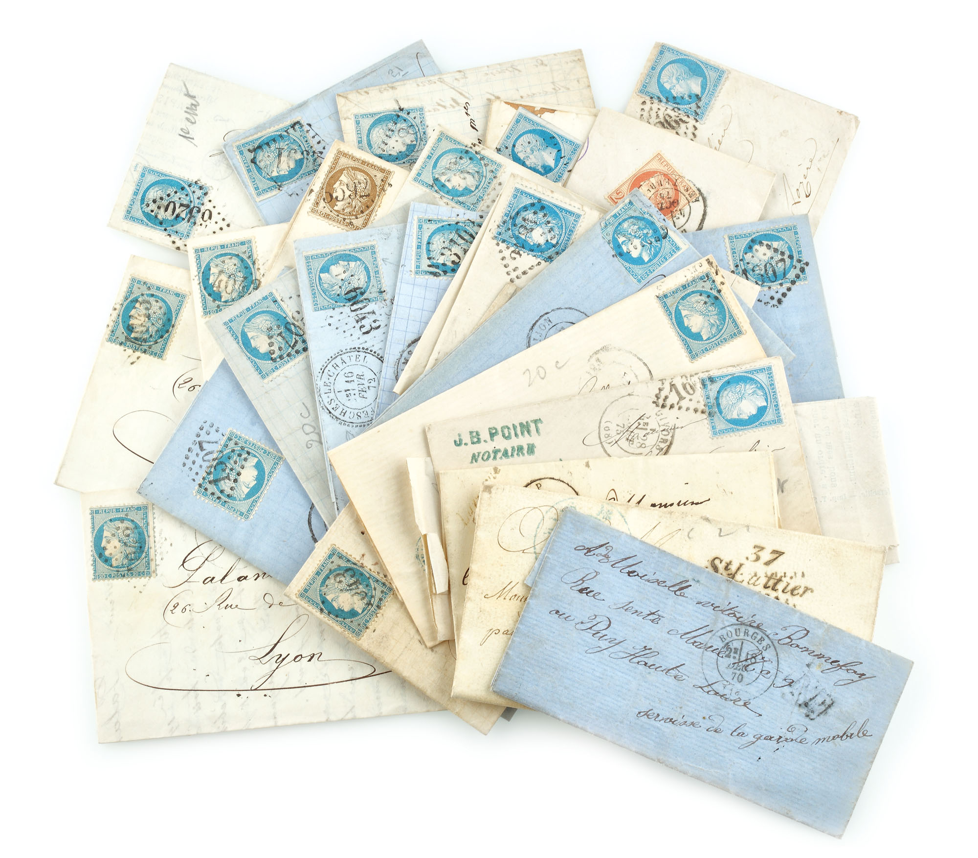 Collection of letters franked with French stamps