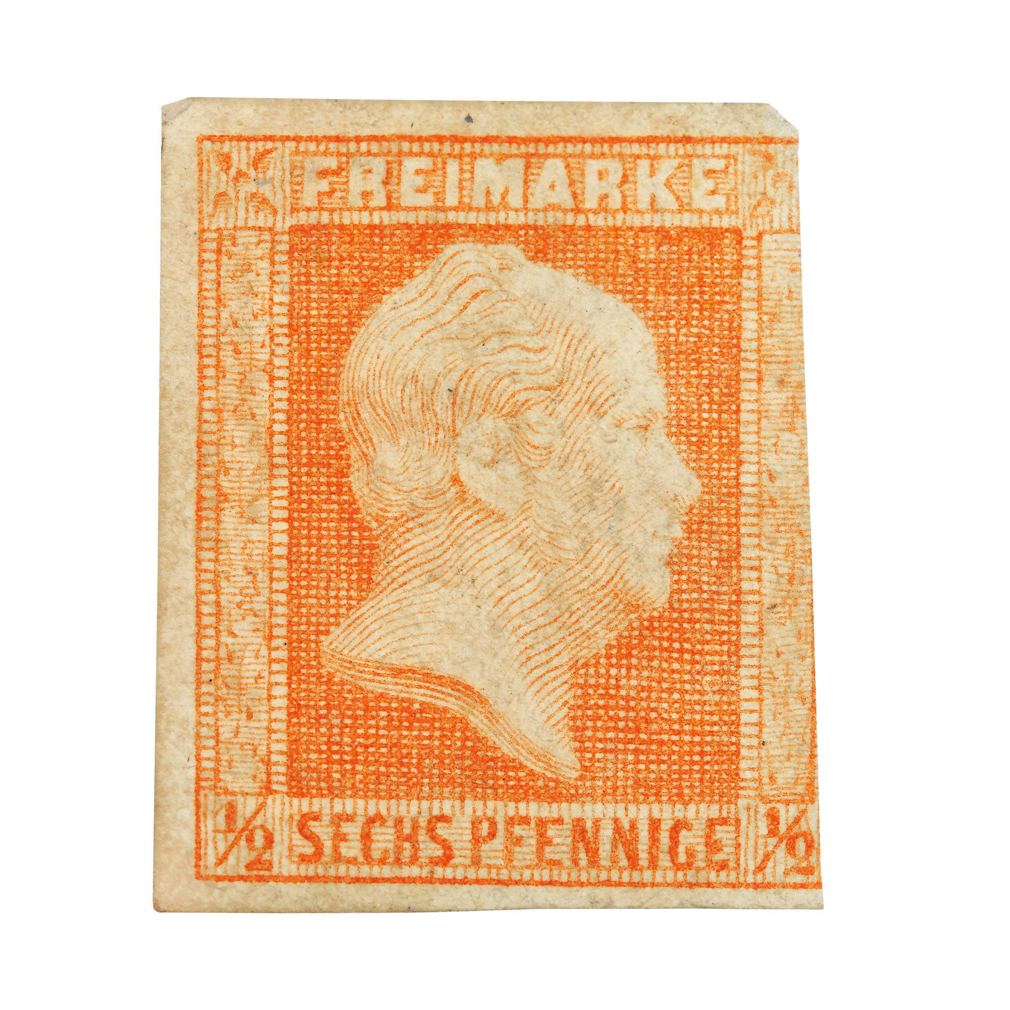 1/2 * 6 pfennig stamp, Prussia, 1851