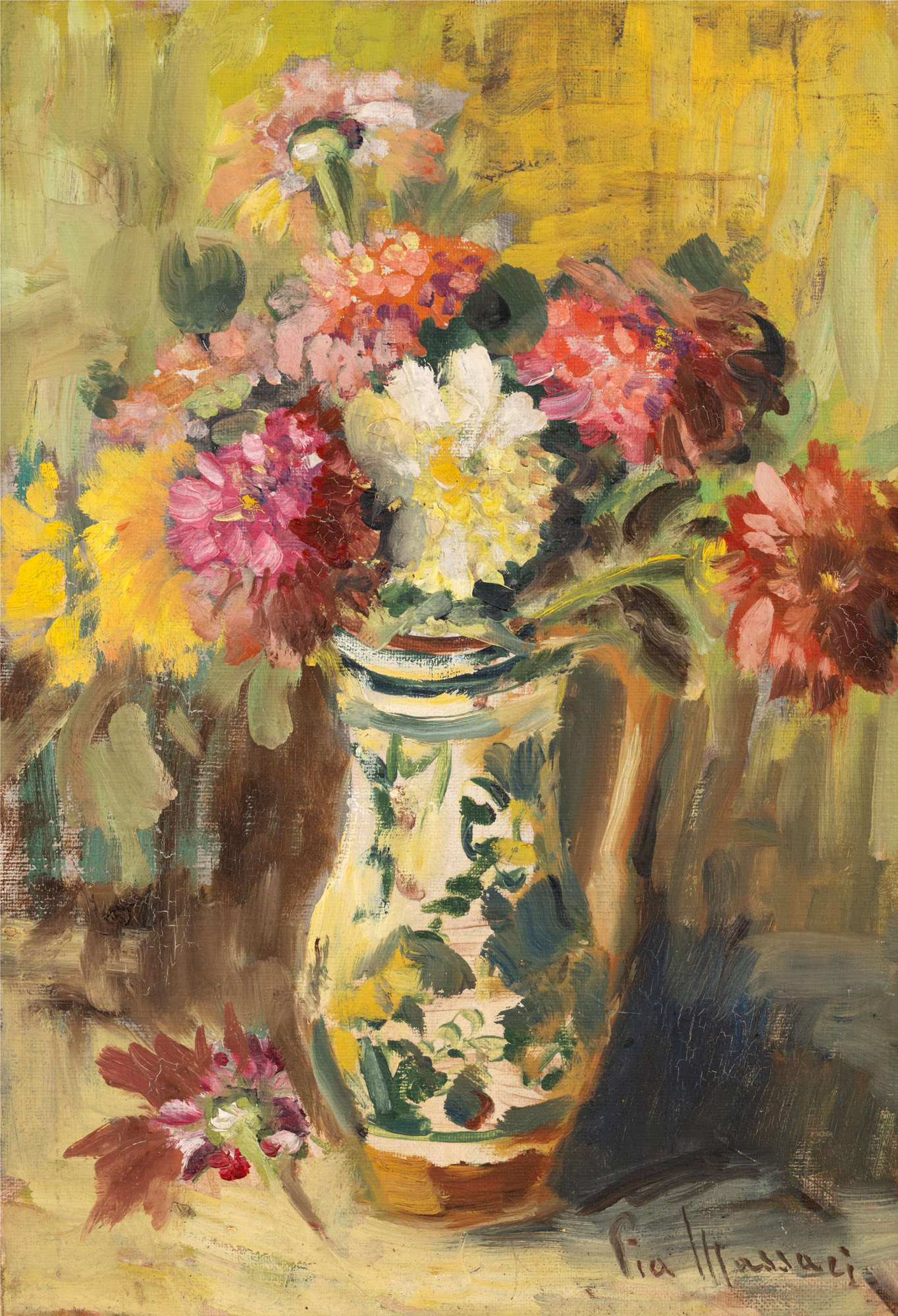 Can with Chrysanthemums