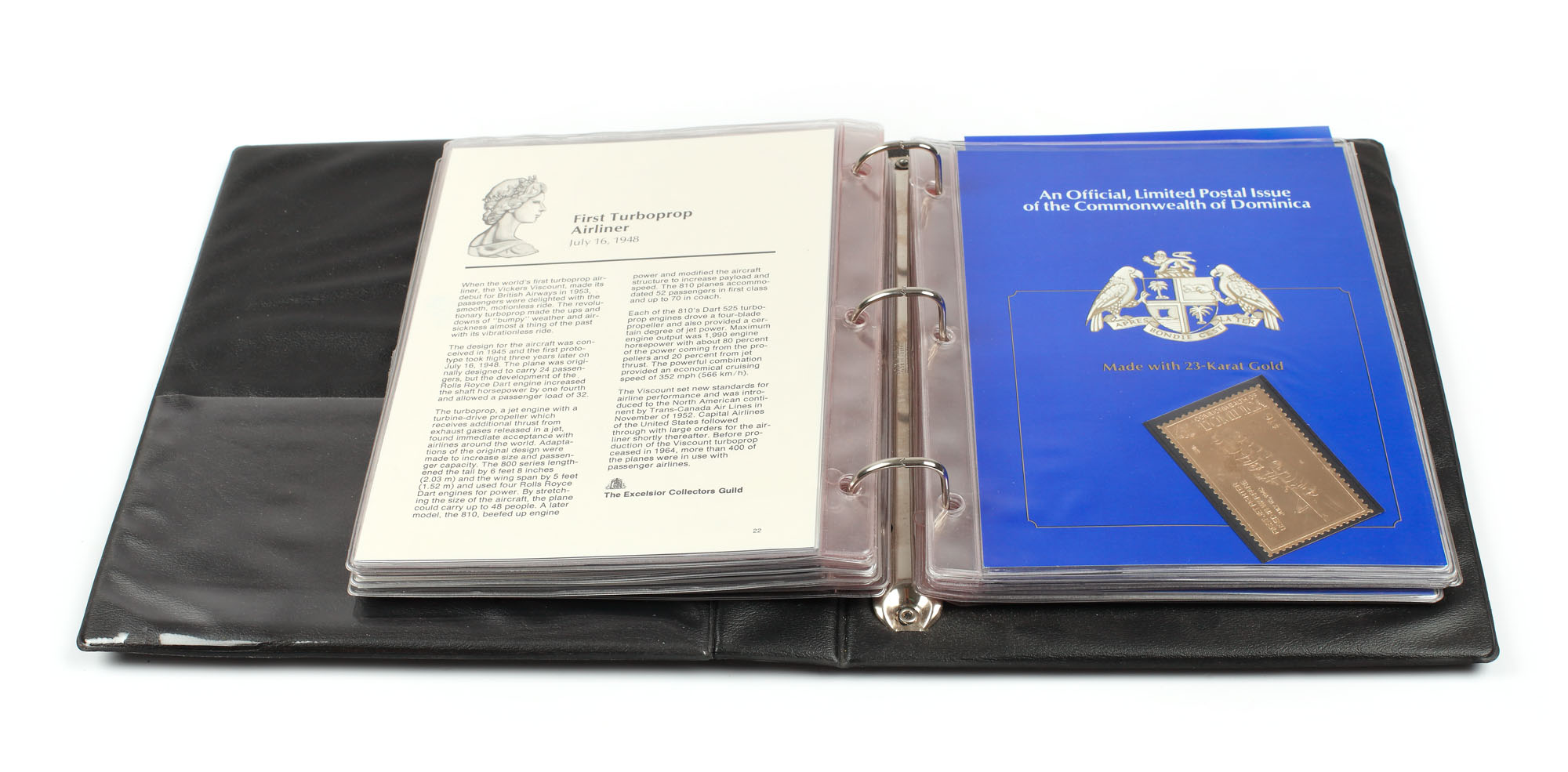 Stamp album for 23k gold anniversary stamps, Dominican Republic