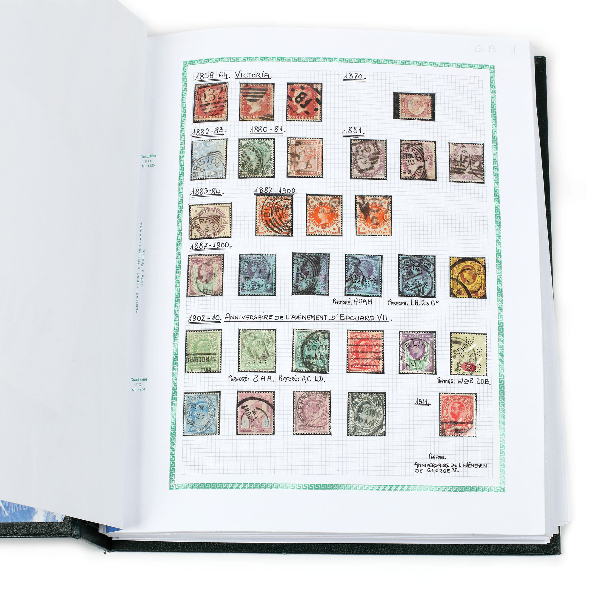 Stamp album for Great Britain and Denmark stamps, in chronological order and distribution