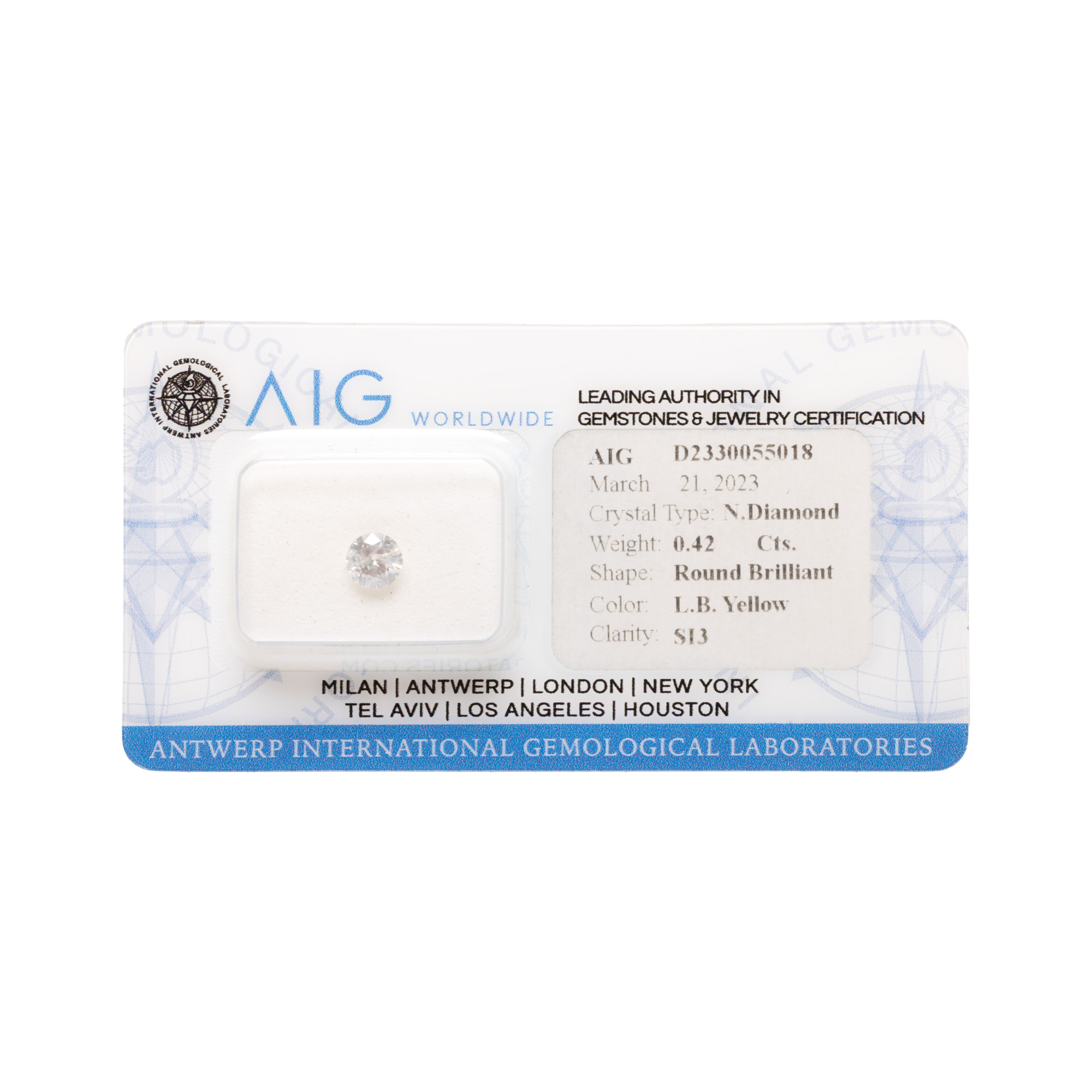 Diamant rotund briliant, cca. 0,42 ct. însoțit de certificat gemologic AIG