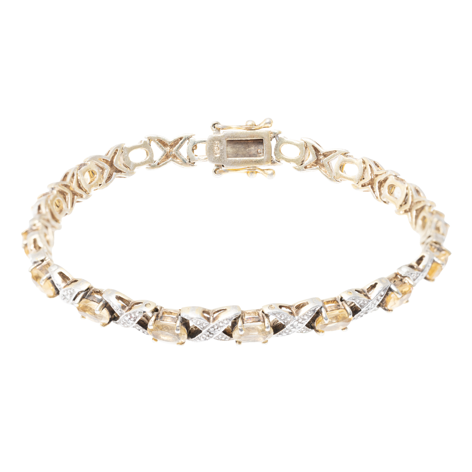 Brățară din argint, decorată cu citrine și diamante