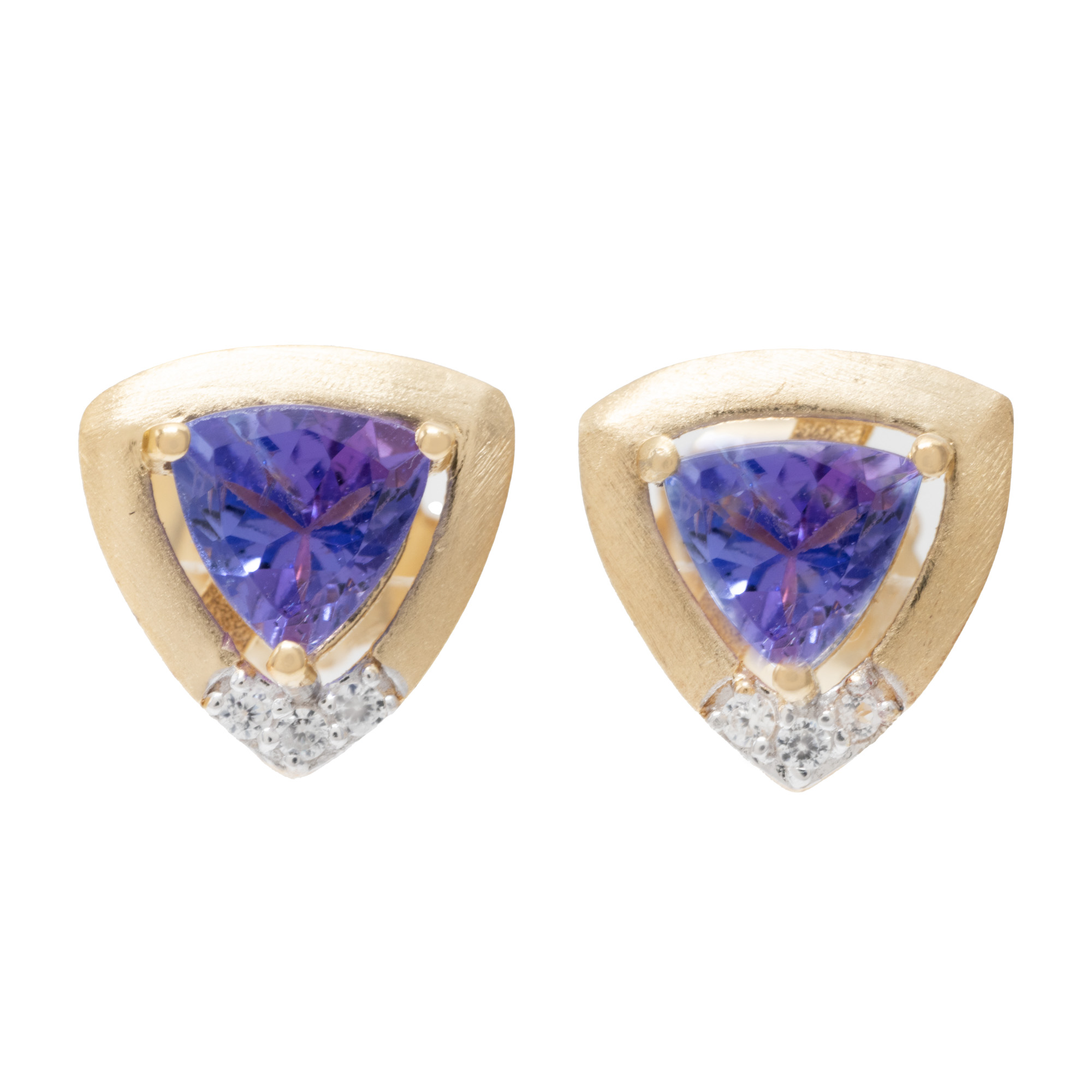 Pereche de cercei din argint aurit, decorat cu tanzanite și zircon
