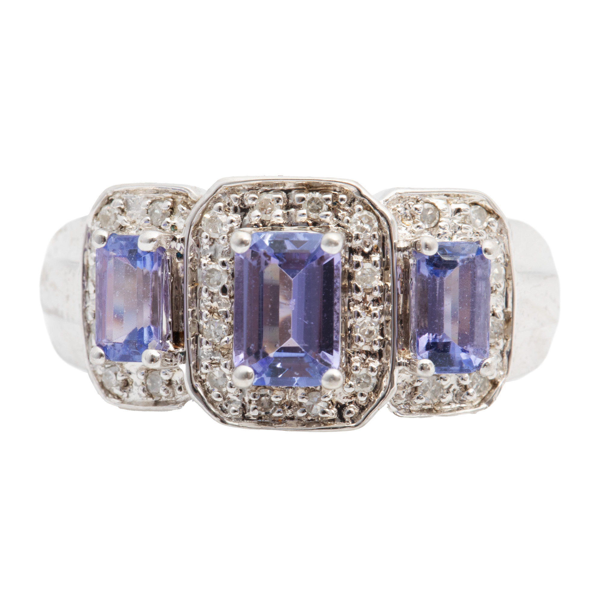 Inel din argint, decorat cu tanzanite și diamante
