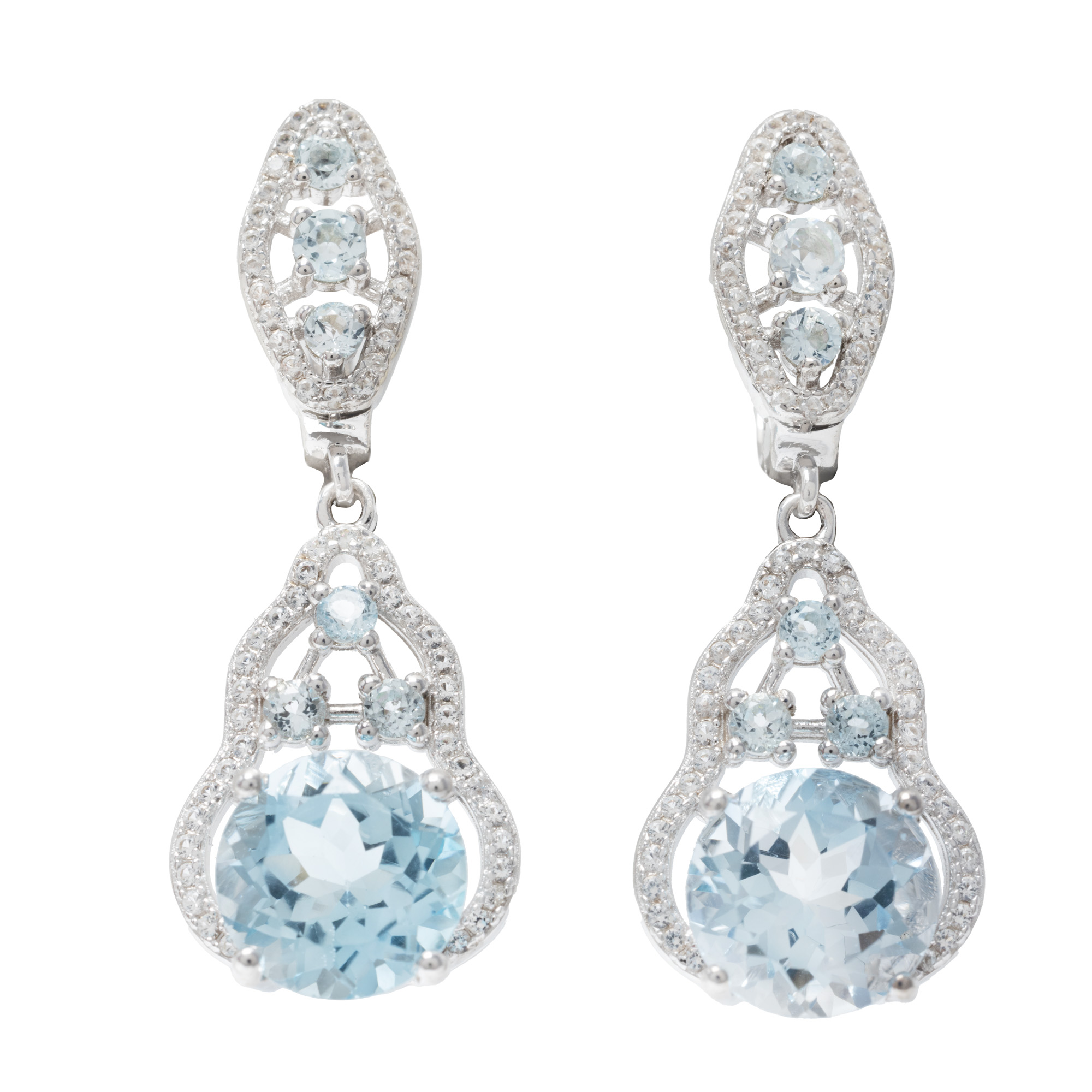 Pair of silver earrings, decorated with topazes