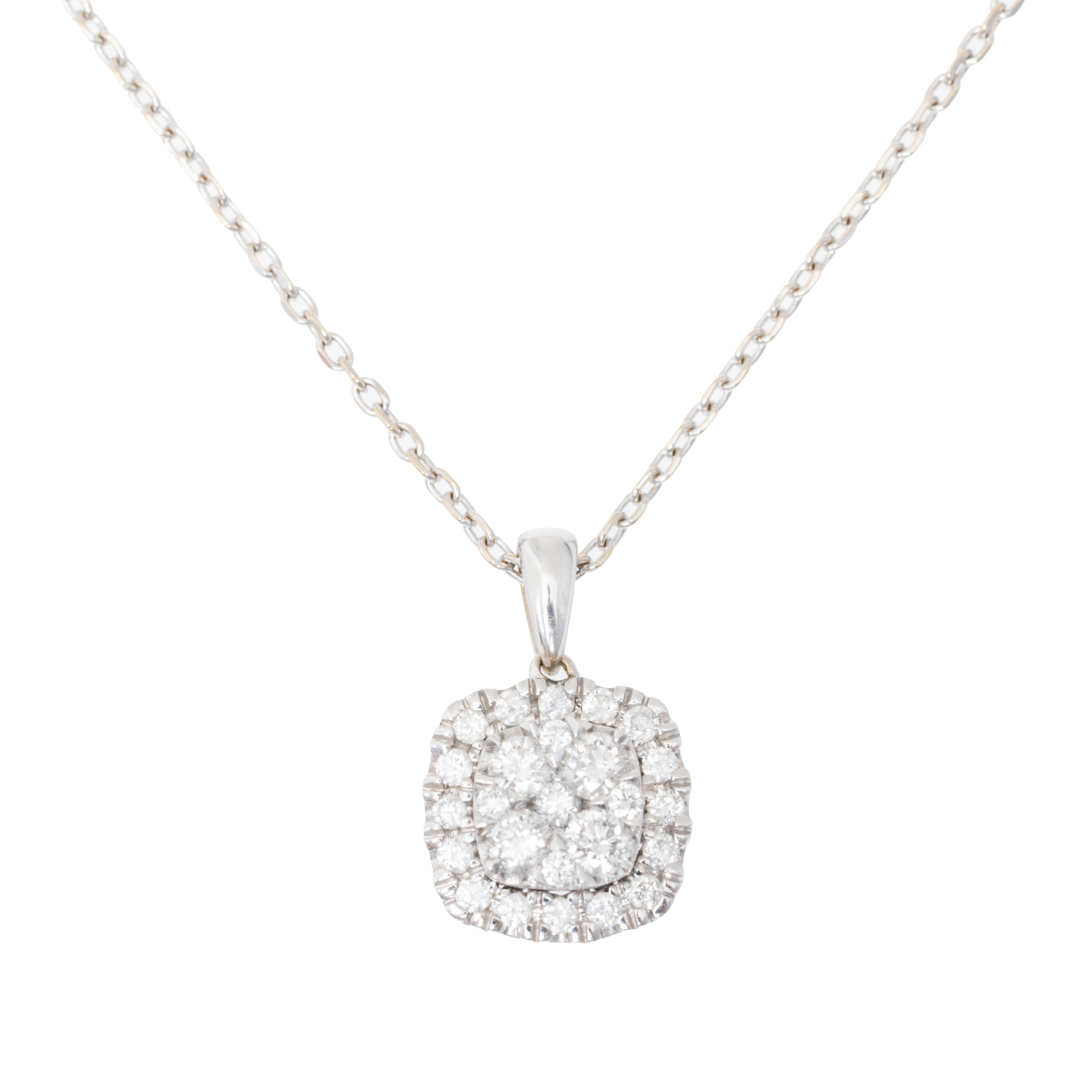 White gold chain with diamond-decorated pendant