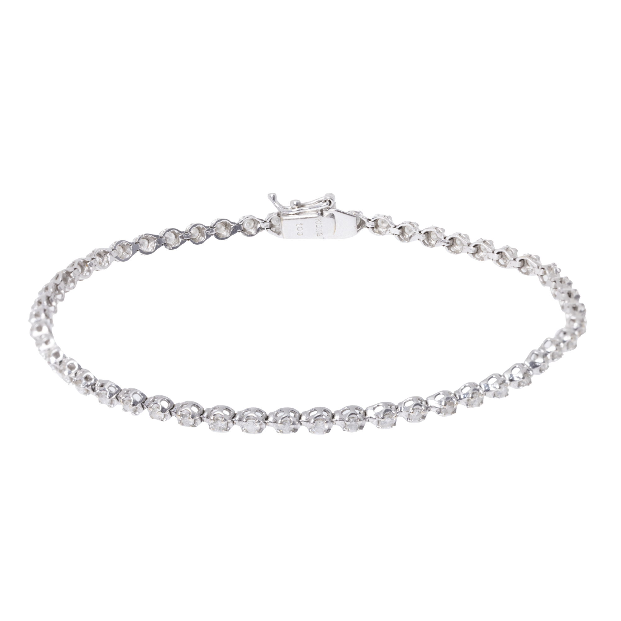 Tennis bracelet, from white gold, paved with diamonds